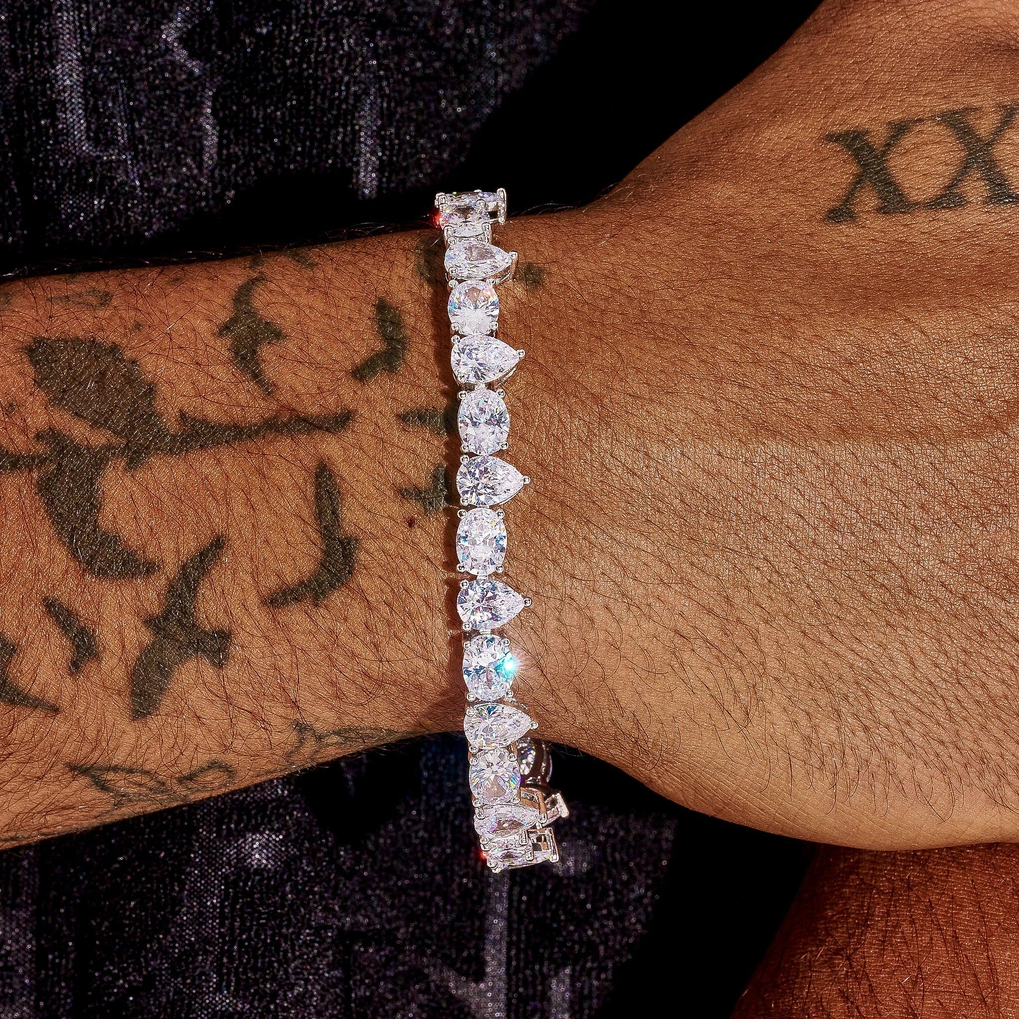 Moissanite Opal and Pear Tennis Bracelet - 925 Silver - D Colour - VVS1