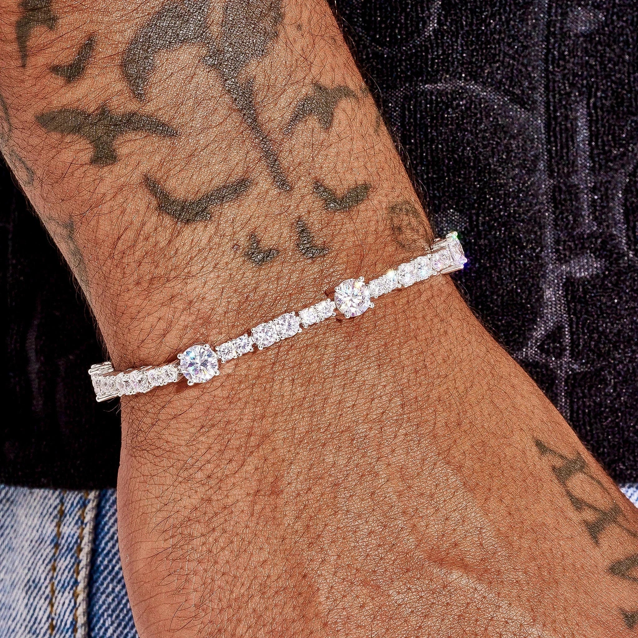 Moissanite Gem Stationed Tennis Bracelet - 925 Silver - D Colour - VVS1