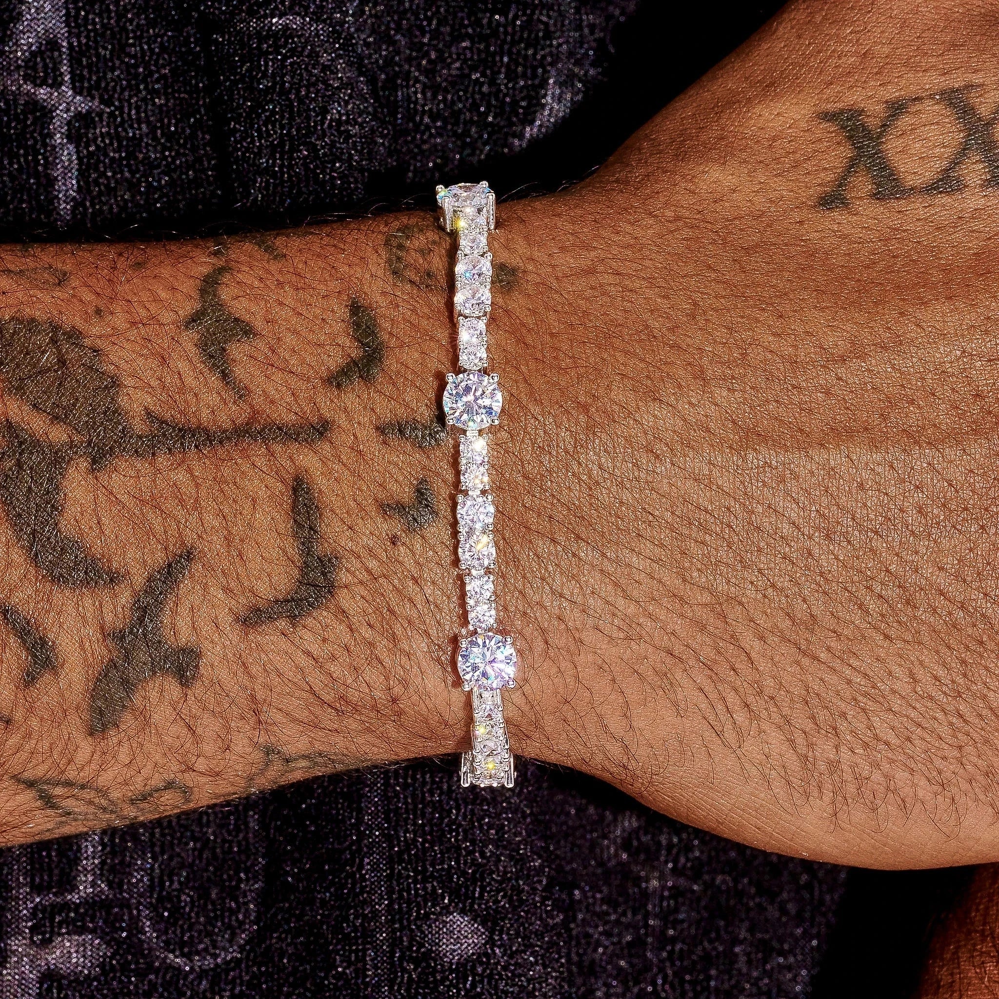 Moissanite Gem Stationed Tennis Bracelet - 925 Silver - D Colour - VVS1