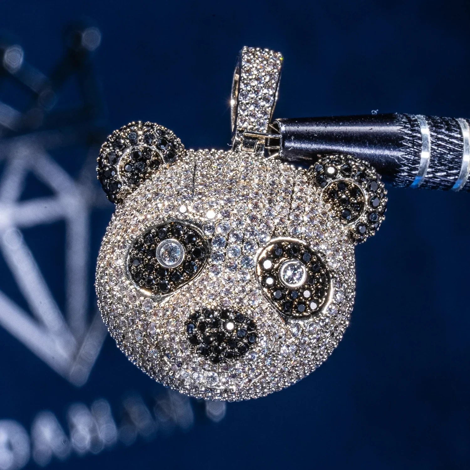 Diamond Panda Pendant - White Gold