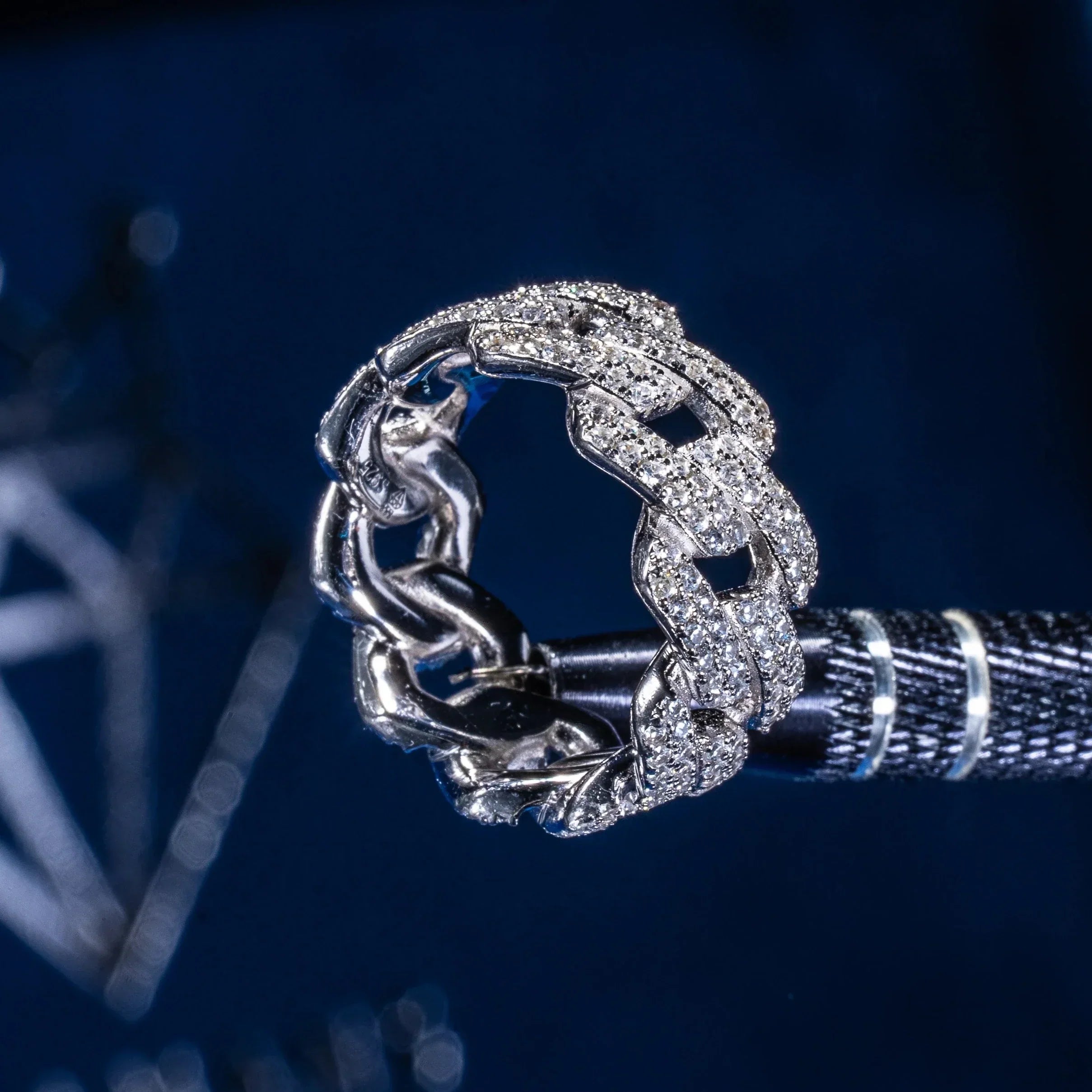 IGI Diamond Cuban Ring - 925 Silver - D Colour - VVS1