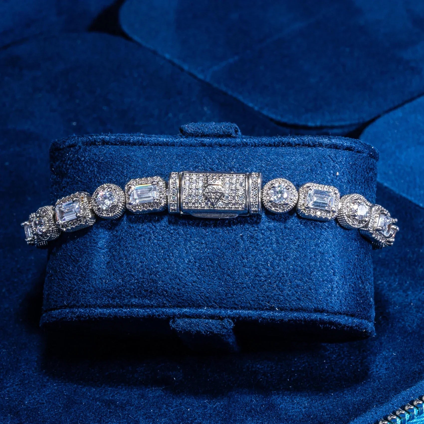 9mm Clustered Tennis Bracelet - White Gold