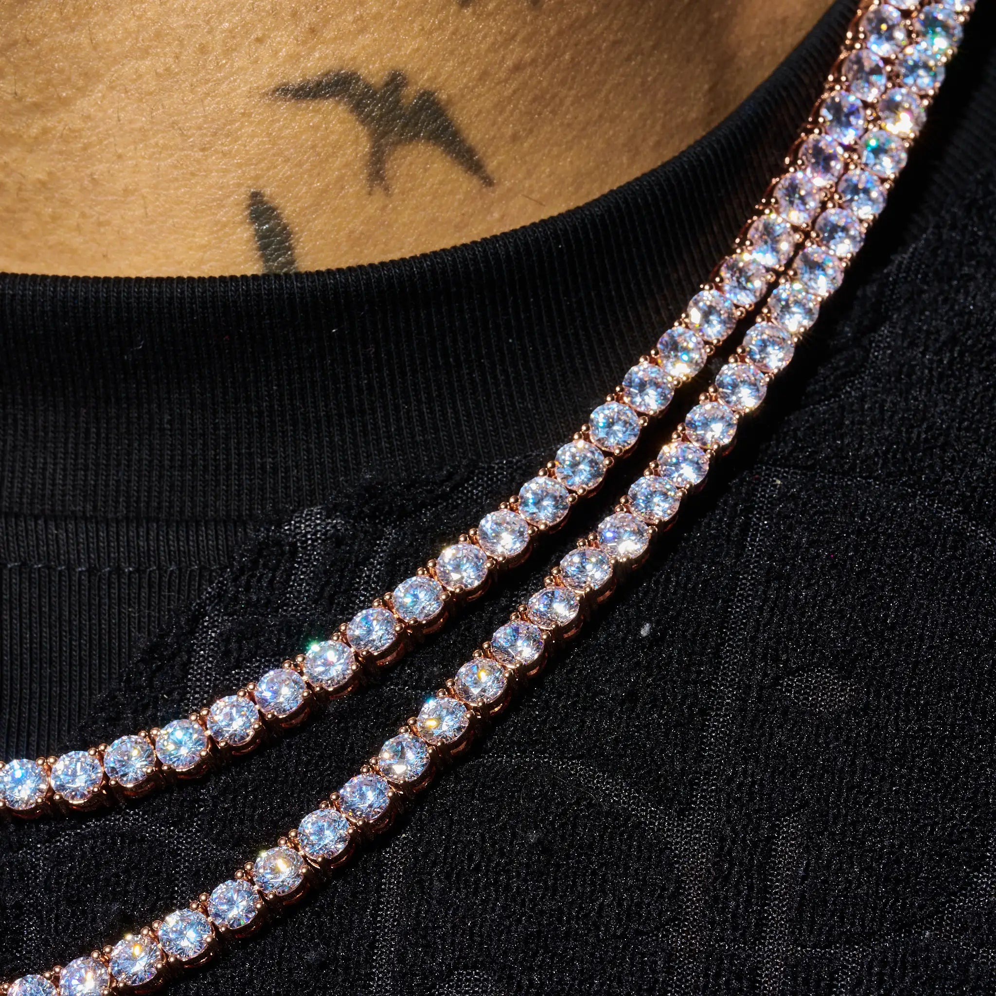 5mm Moissanite Tennis Chain - Rose Gold - 925 Silver - D Colour - VVS1