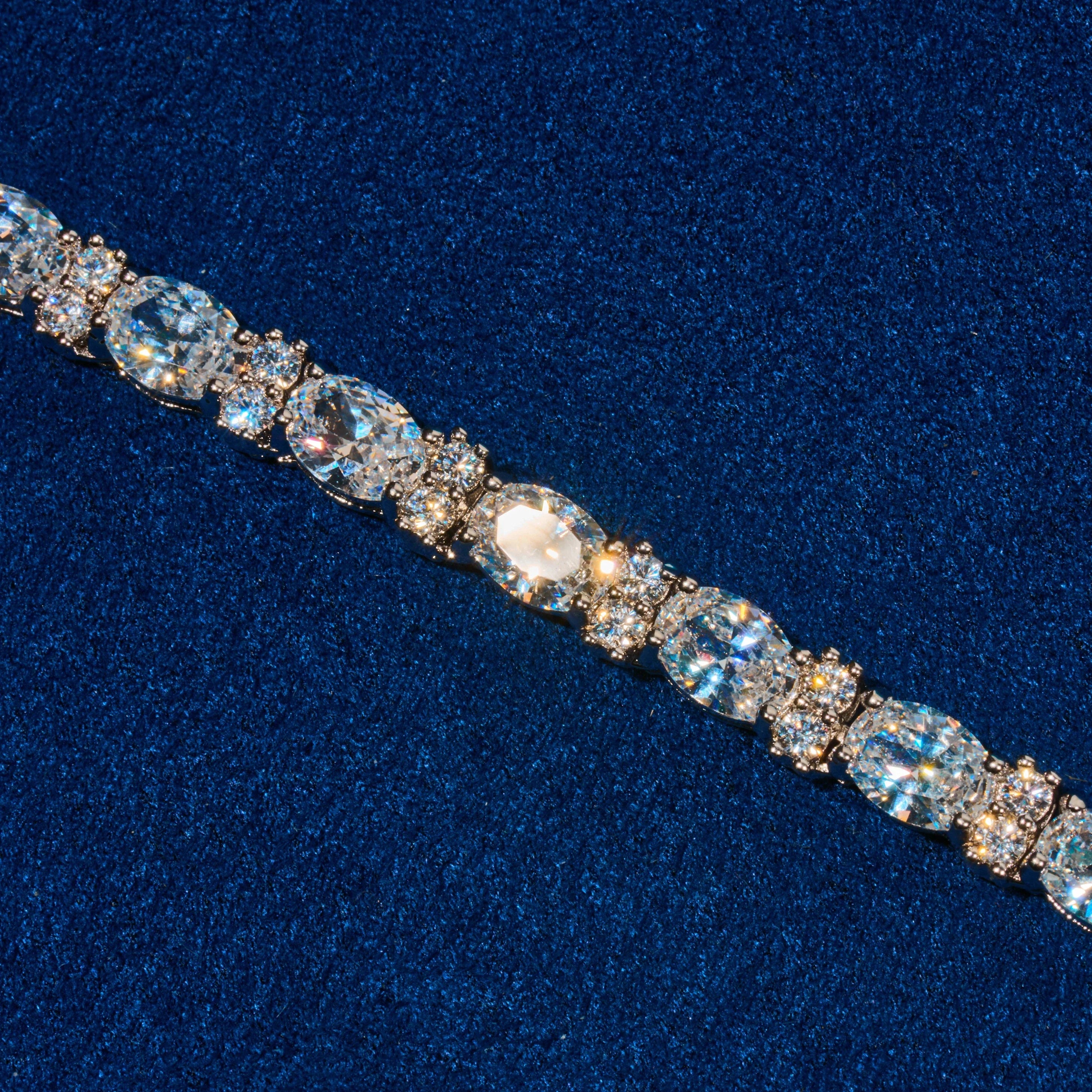 5MM Mixed Oval Cut Tennis Chain - White Gold