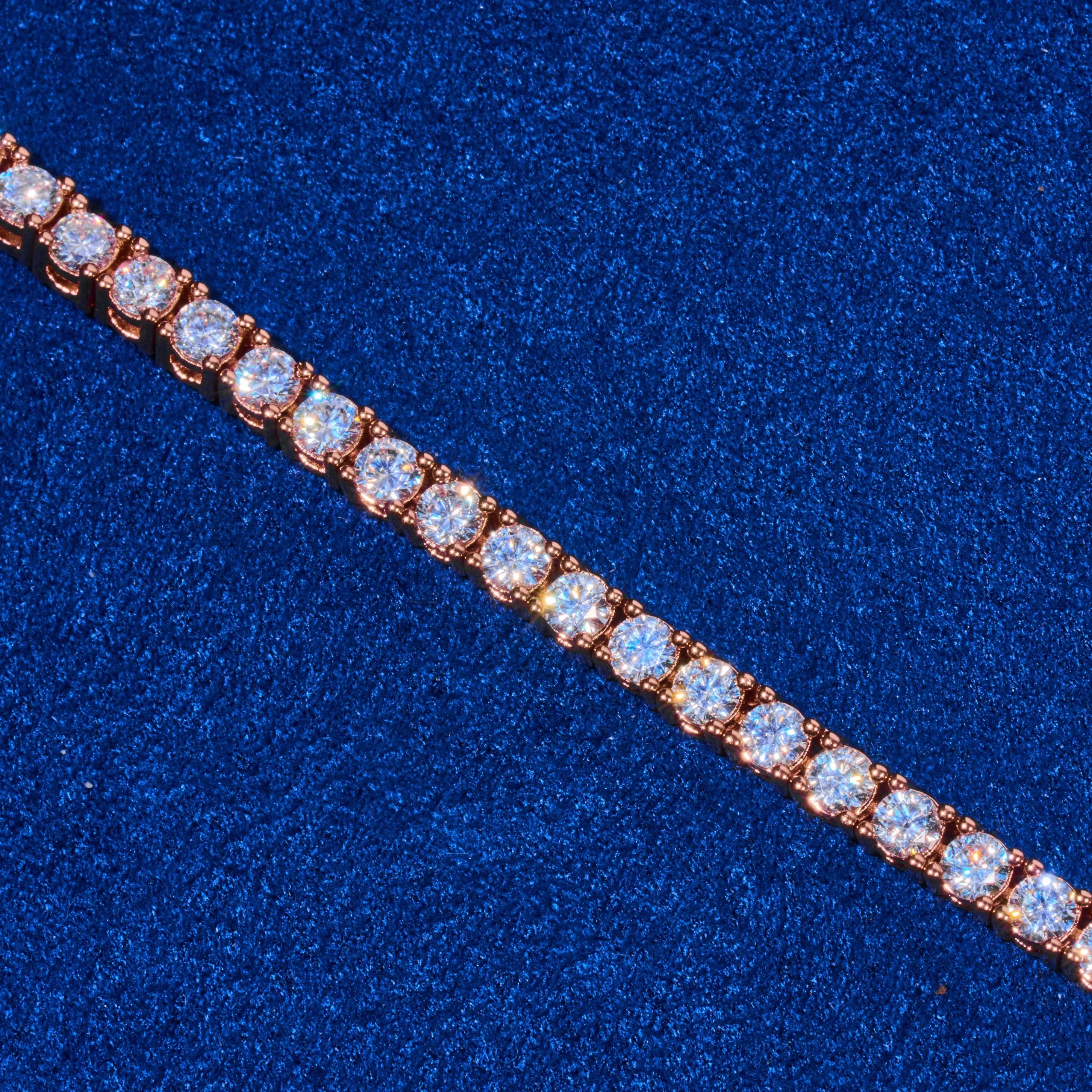 3mm Moissanite Tennis Chain - Rose Gold - 925 Silver - D Colour - VVS1
