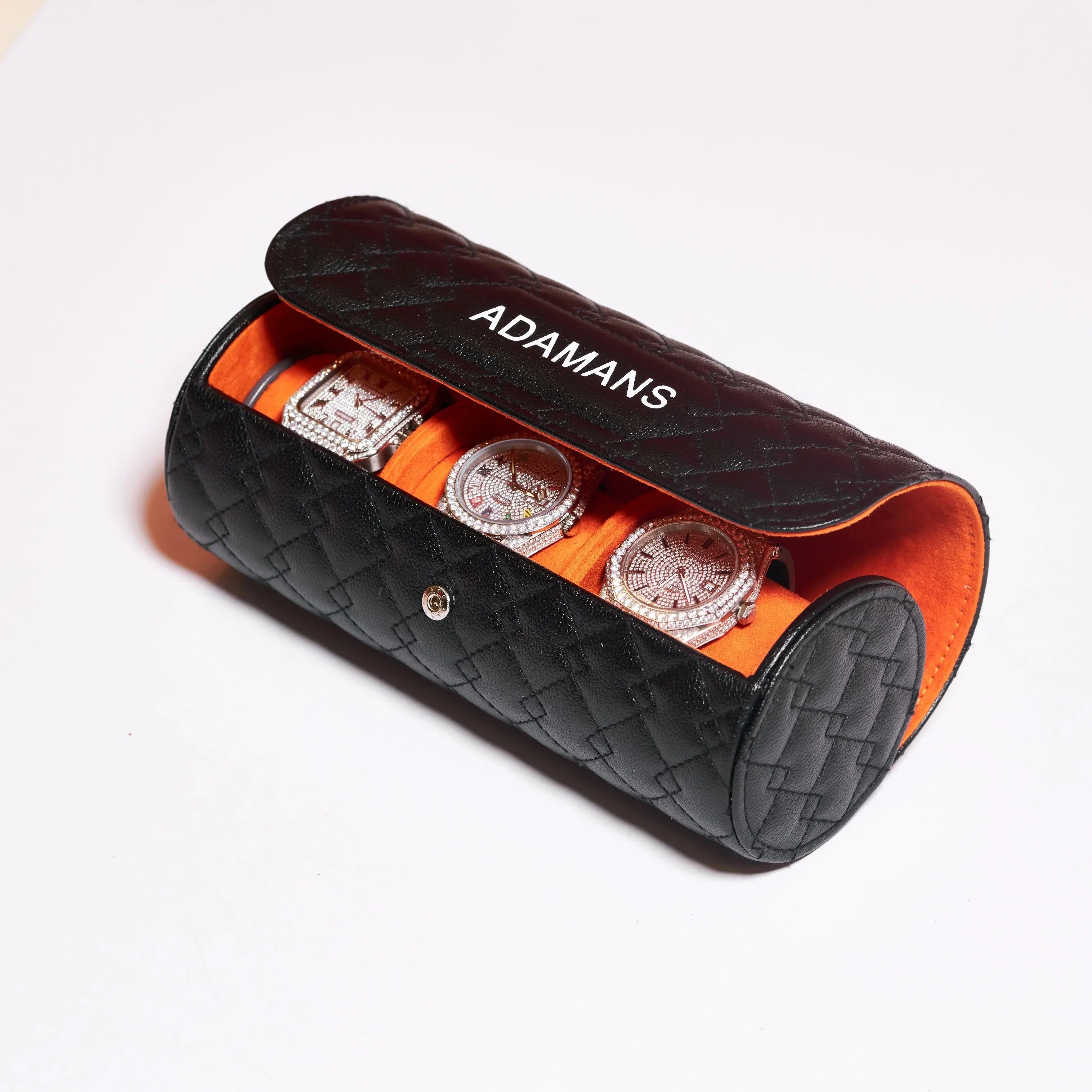Leather Travel Watch Roll - Black