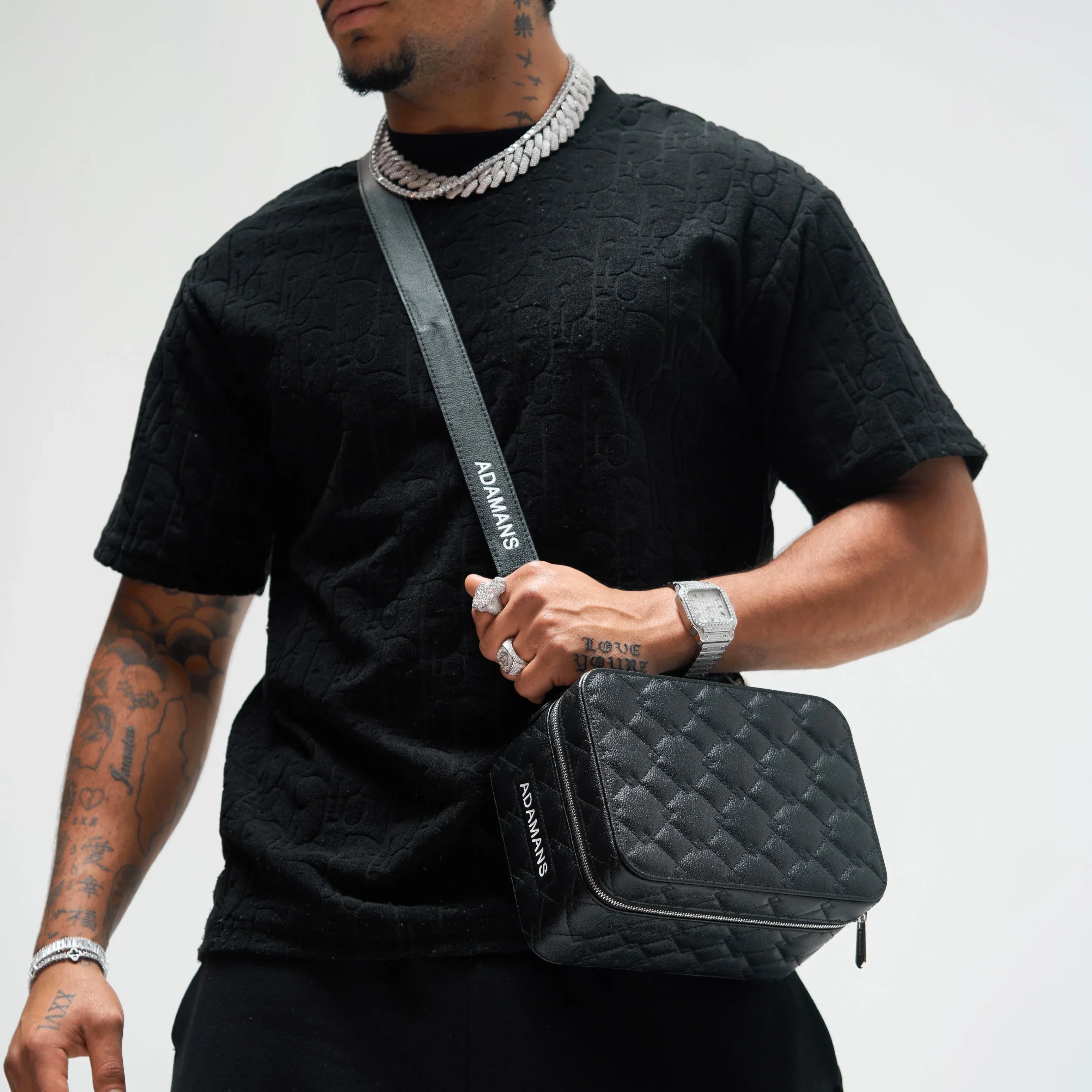 Small Leather Travel Jewellery Case - Black