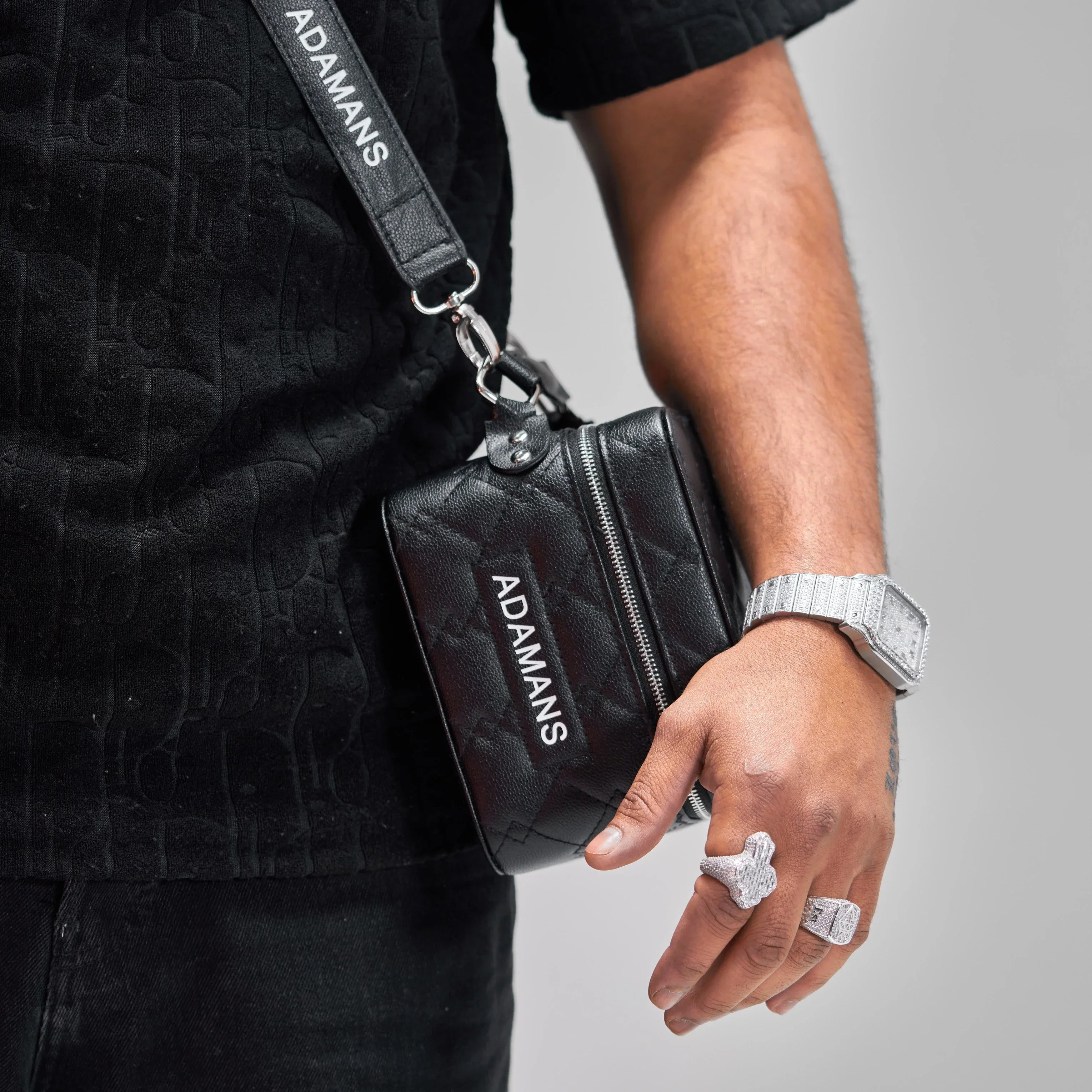 Small Leather Travel Jewellery Case - Black