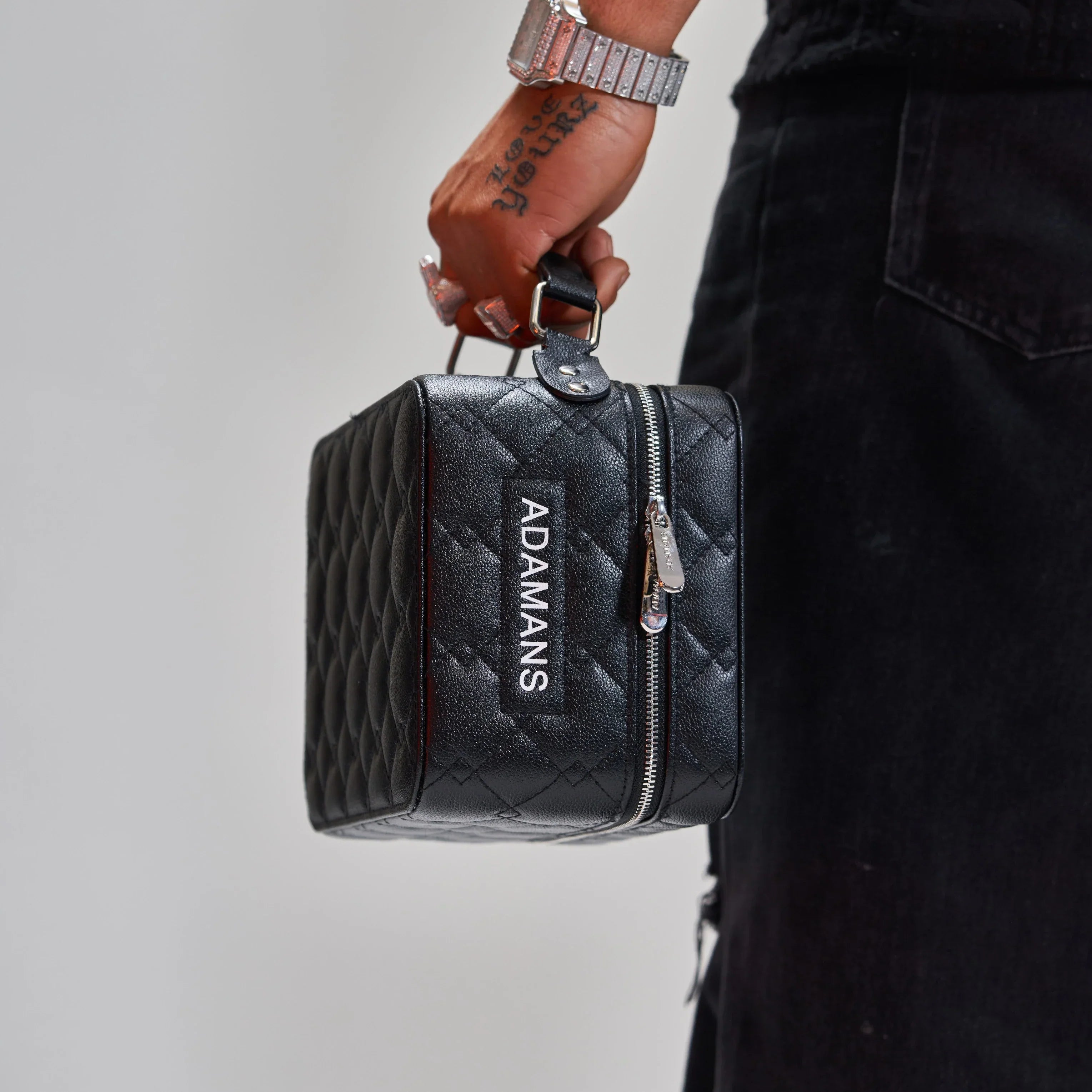 Small Leather Travel Jewellery Case - Black