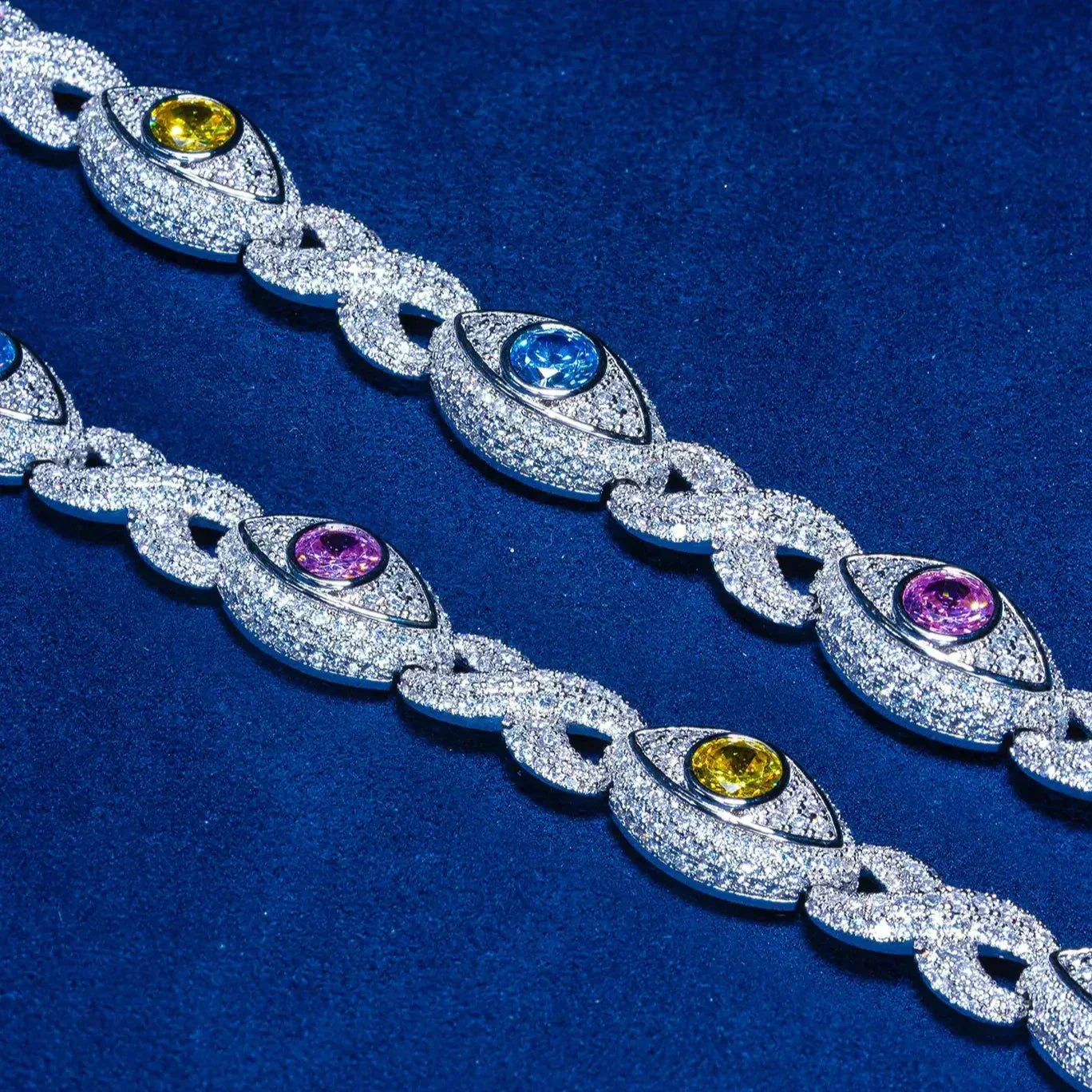 14MM IGI Diamond Evil Eye Eternity Chain - 925 Silver - D Colour - VVS1