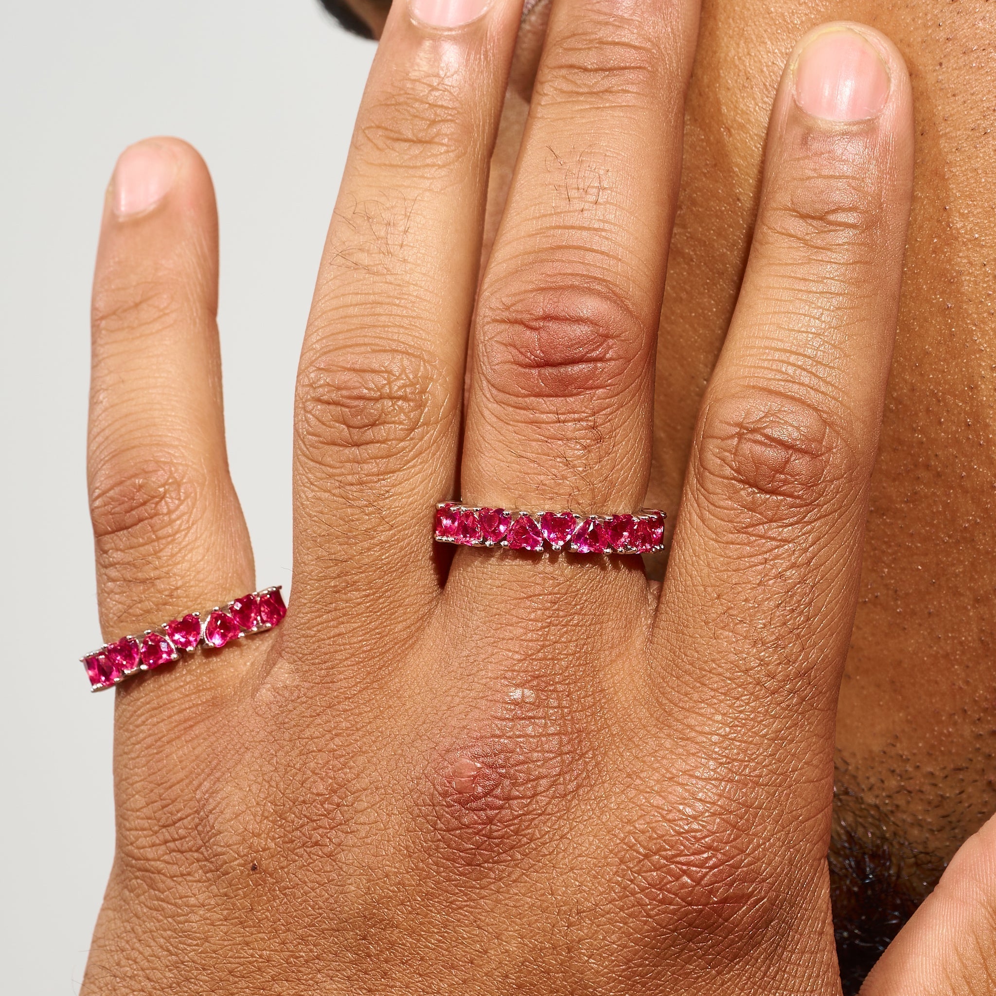Ruby Diamond Moissantie Heart Ring - 925 Silver - D Color - VVS1
