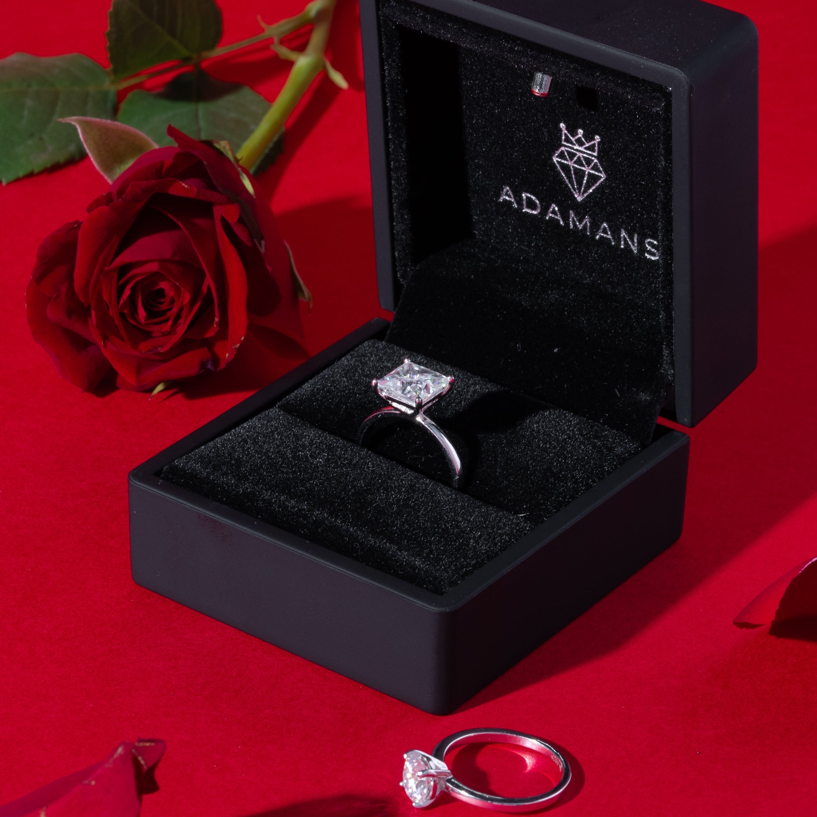 Princess Cut Solitare Moissanite Engagement Ring