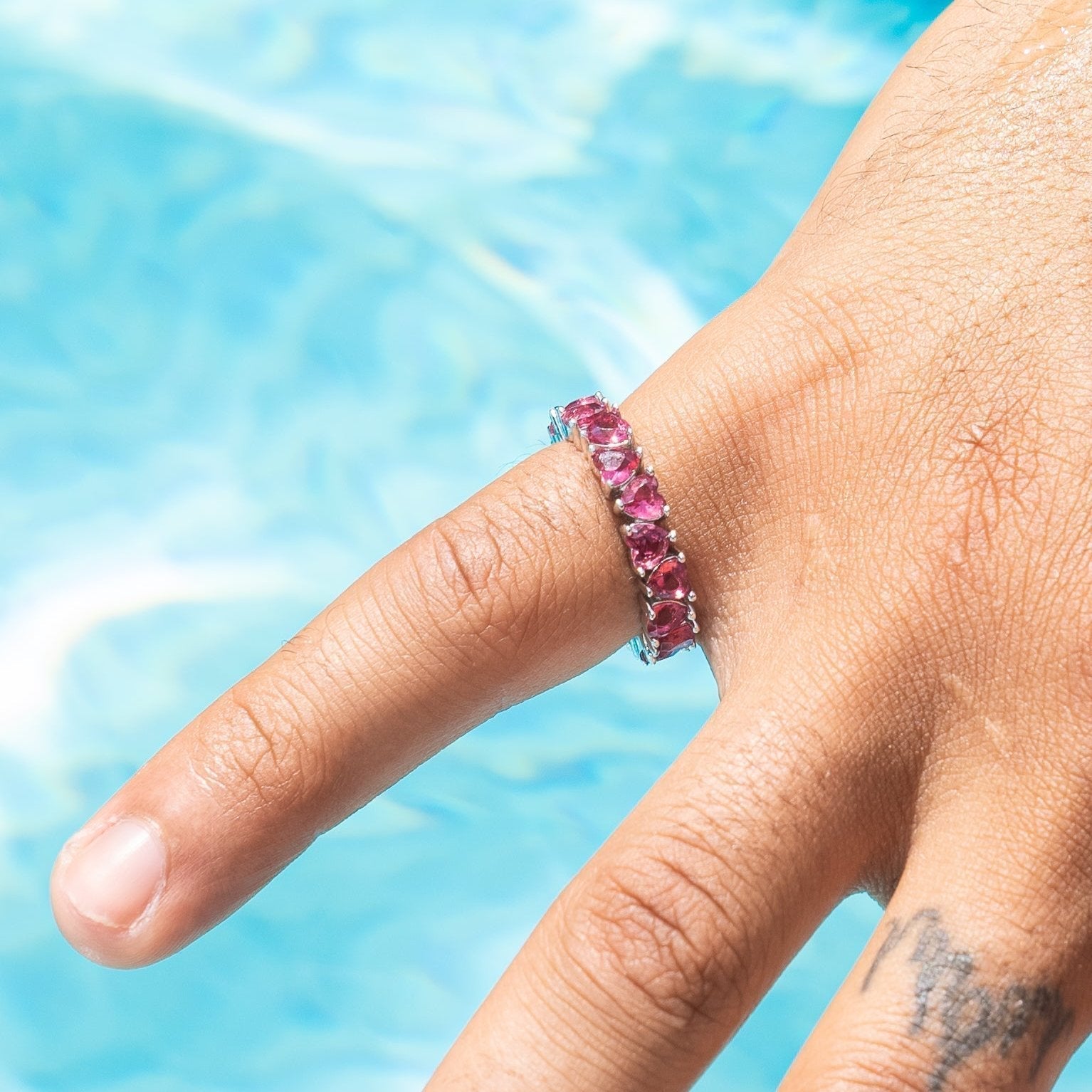 Ruby Diamond Moissantie Heart Ring - 925 Silver - D Color - VVS1