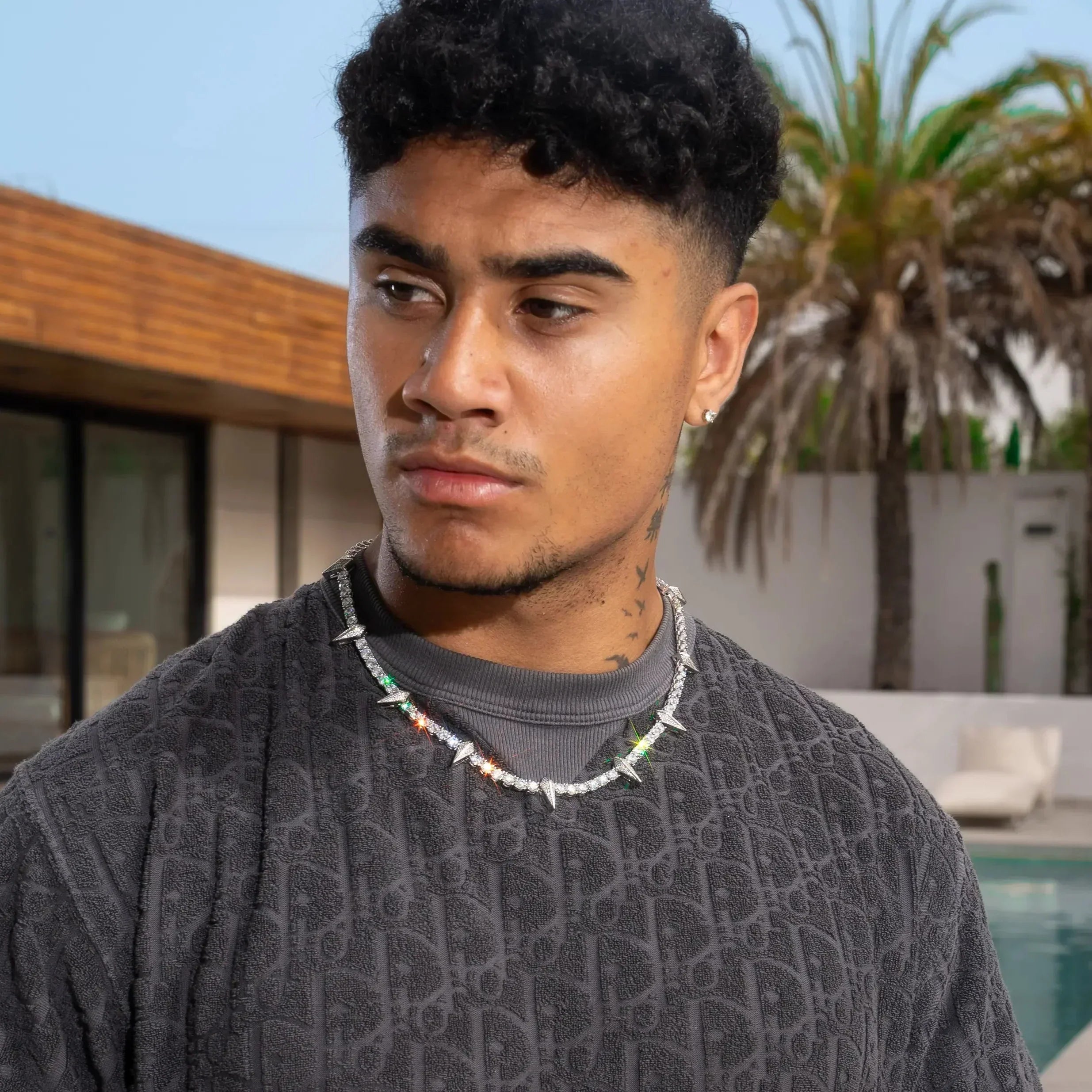 5mm PAVE SPIKE TENNIS CHAIN - WHITE GOLD