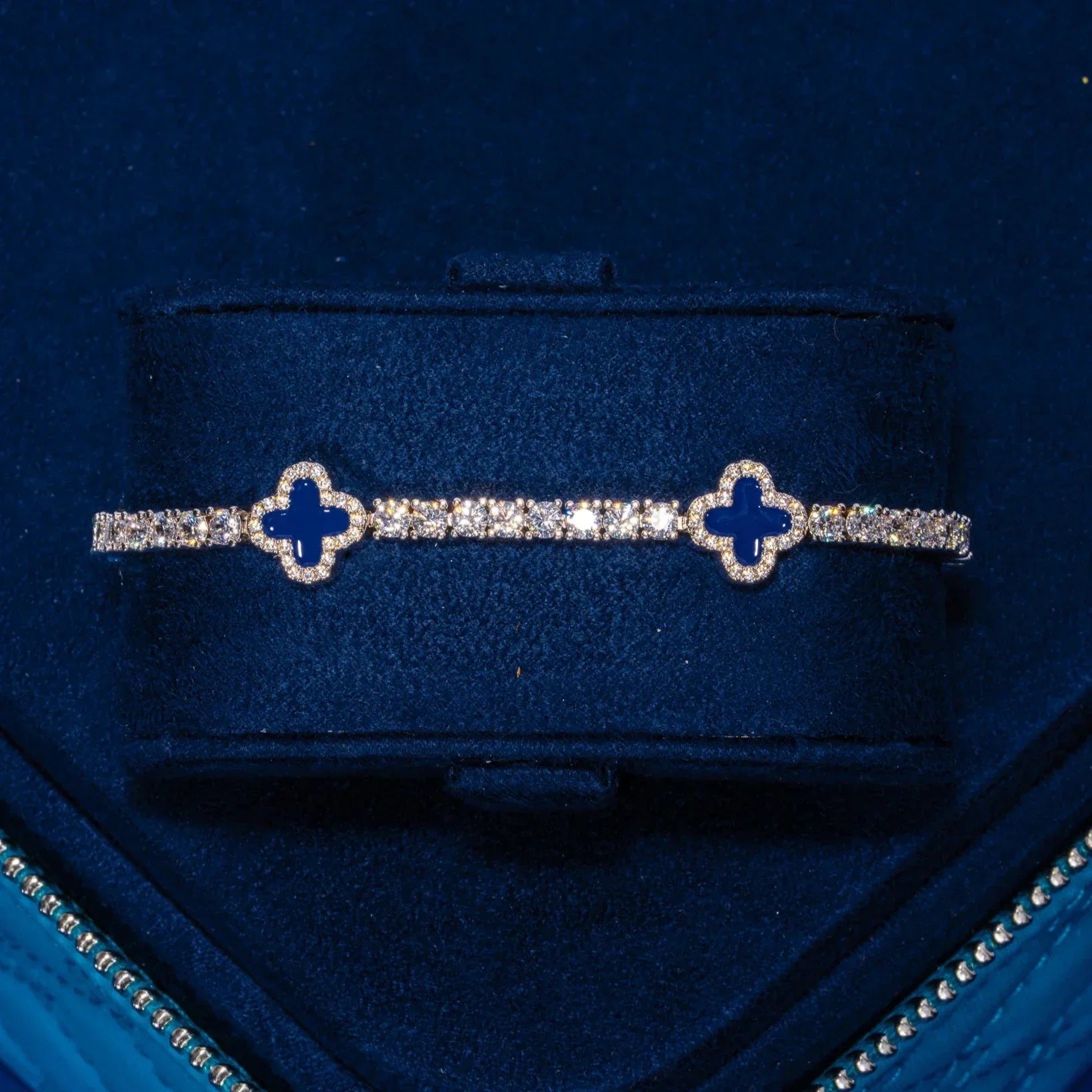 3MM Moissanite Blue Motif Tennis Bracelet - 925 Silver - D Colour - VVS1