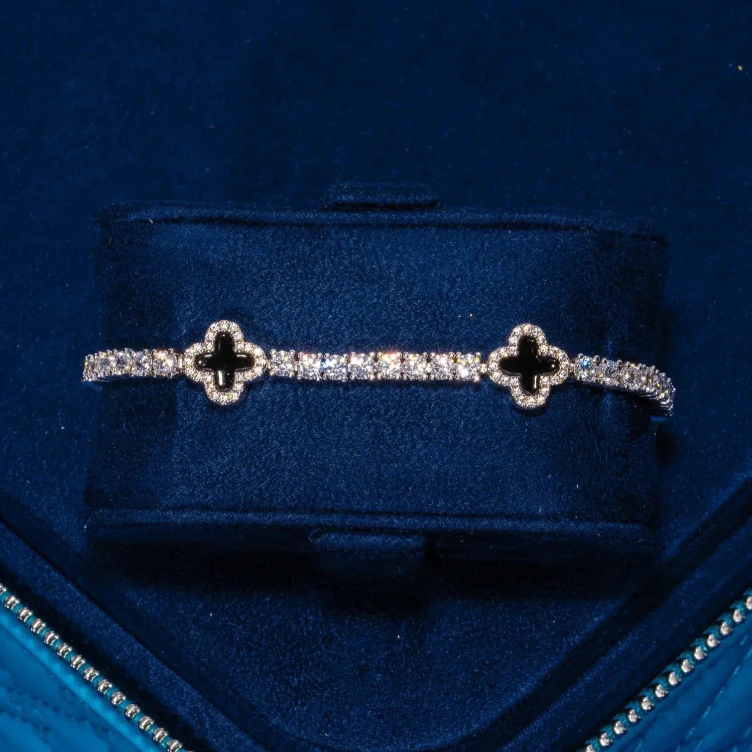 3MM Moissanite Black Motif Tennis Bracelet - 925 Silver - D Colour - VVS1