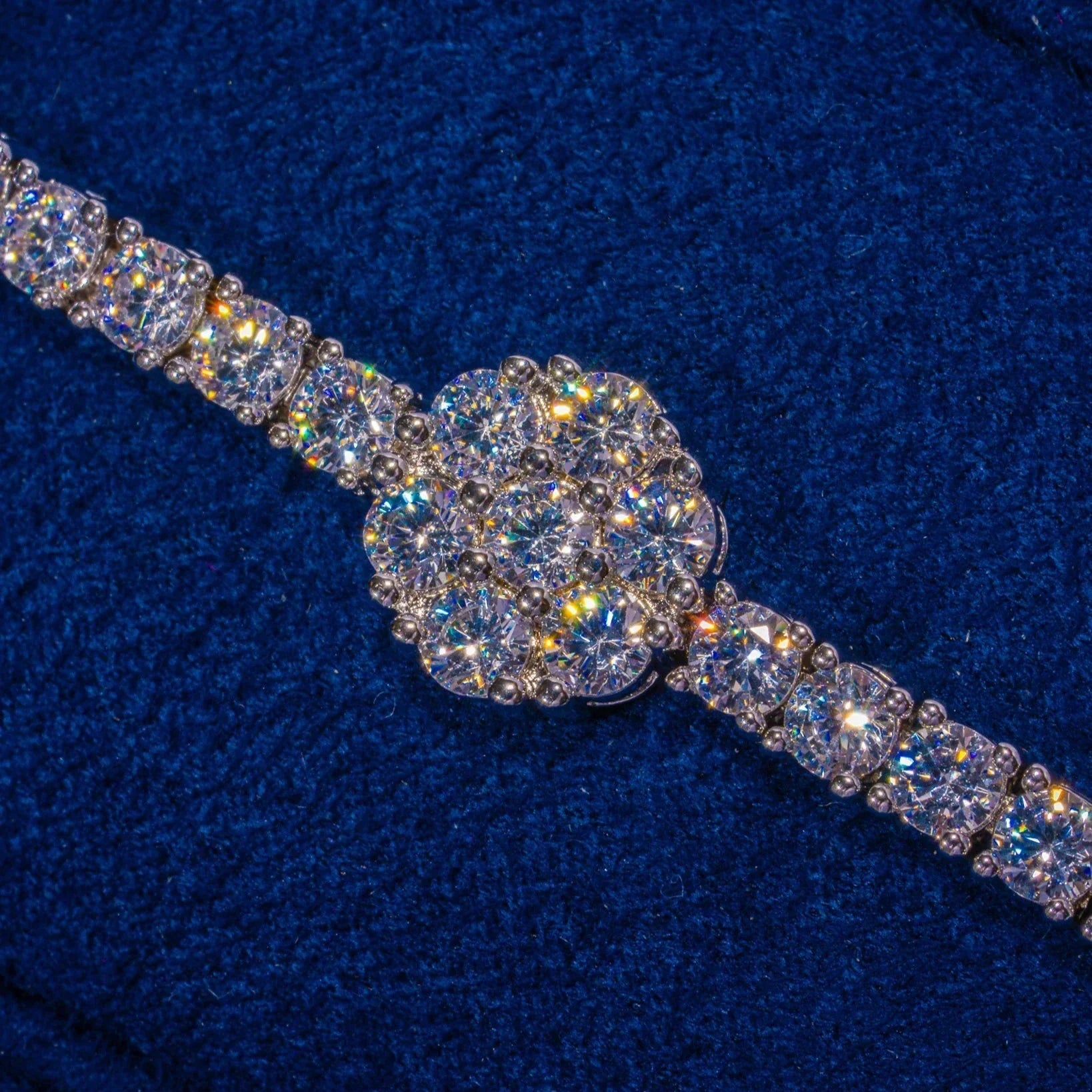 Moissanite Cluster Hexagon Tennis Bracelet - 925 Silver - D Colour - VVS1