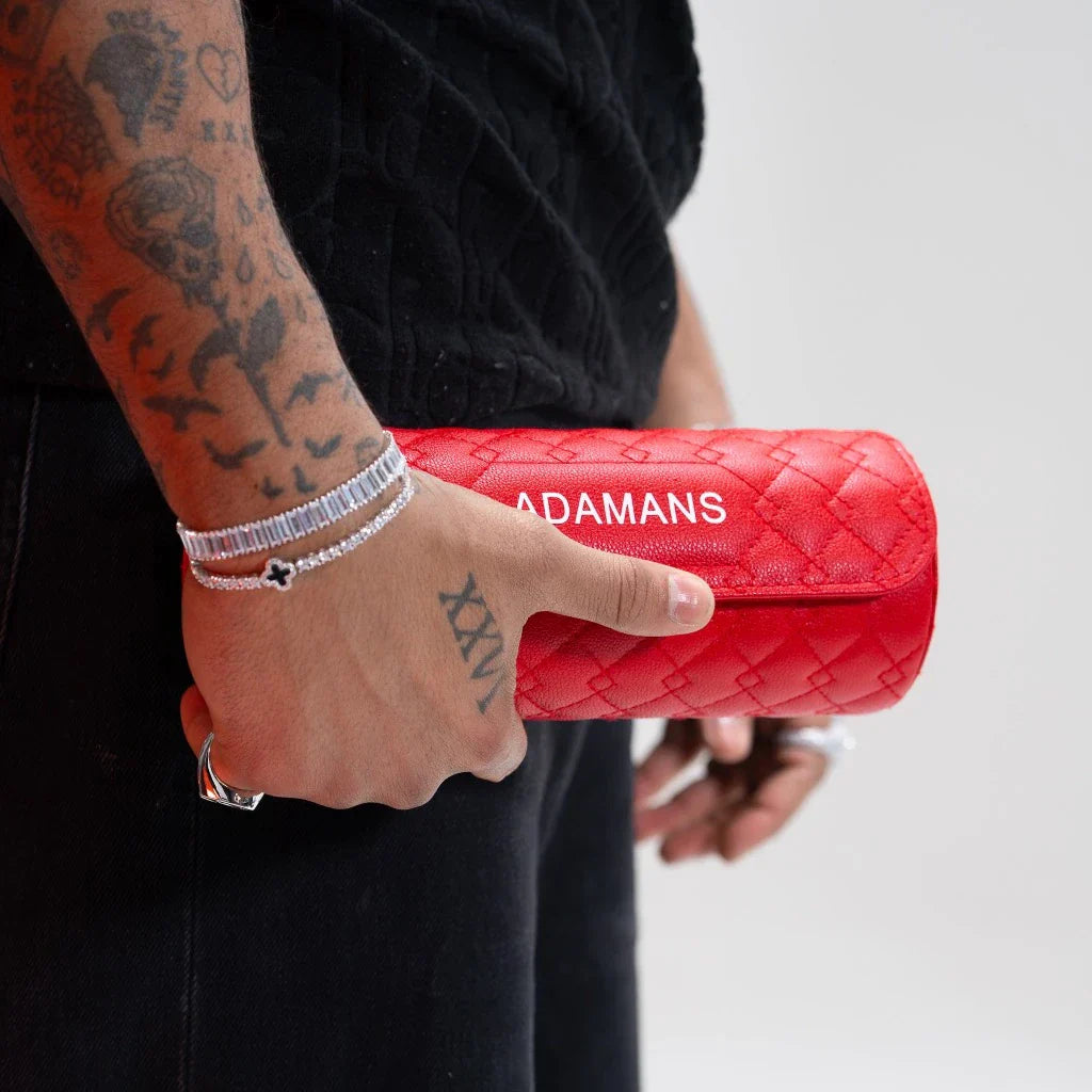 Leather Travel Watch Roll - Red