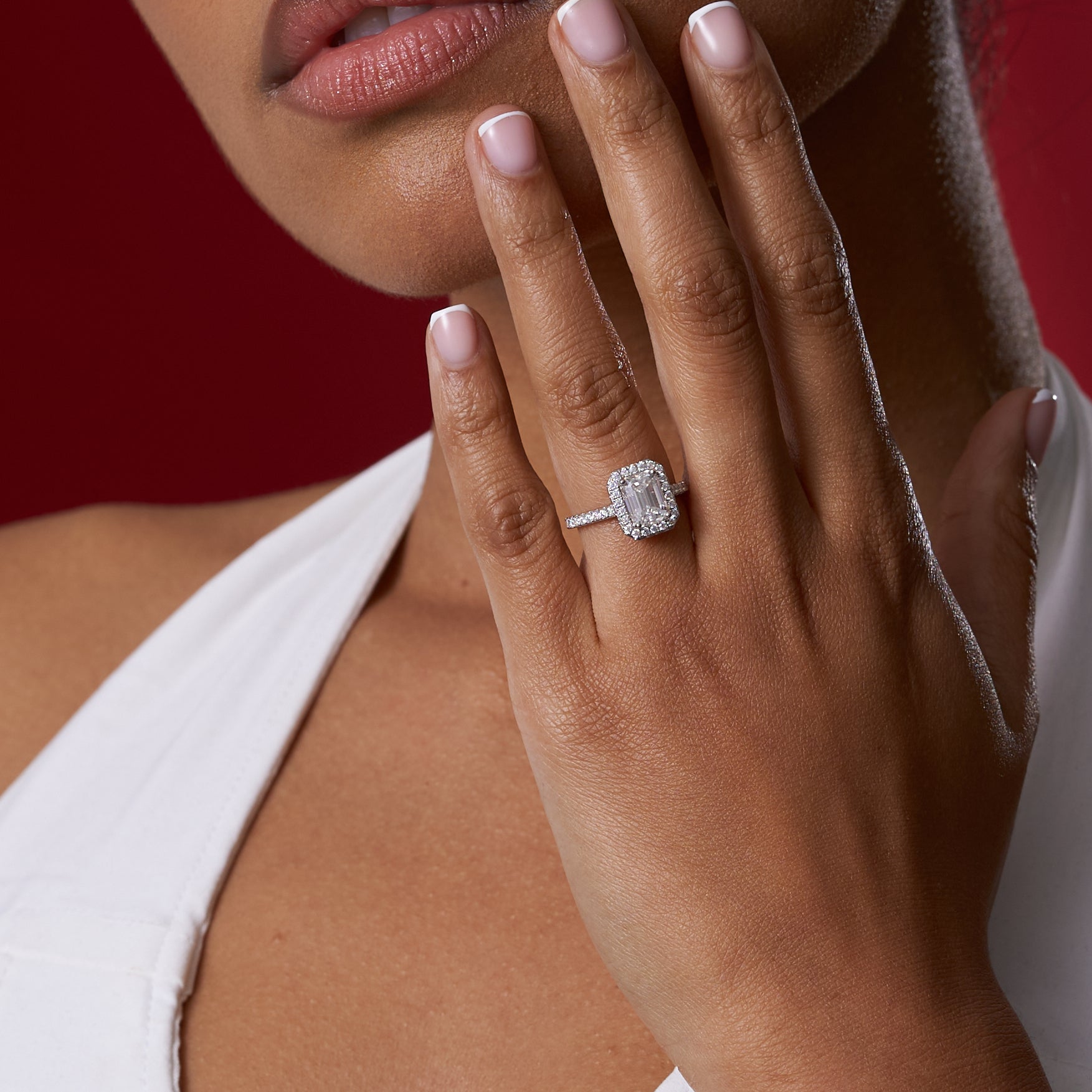 Radiant Halo Moissanite Engagement Ring