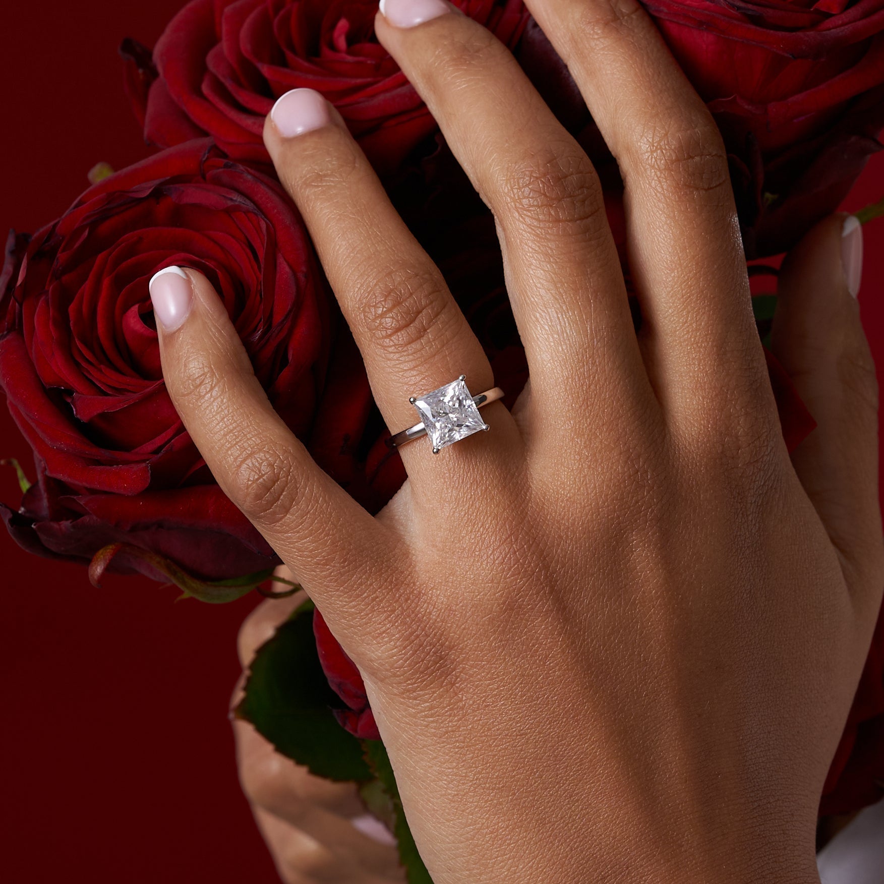 Princess Solitare Moissanite Engagement Ring