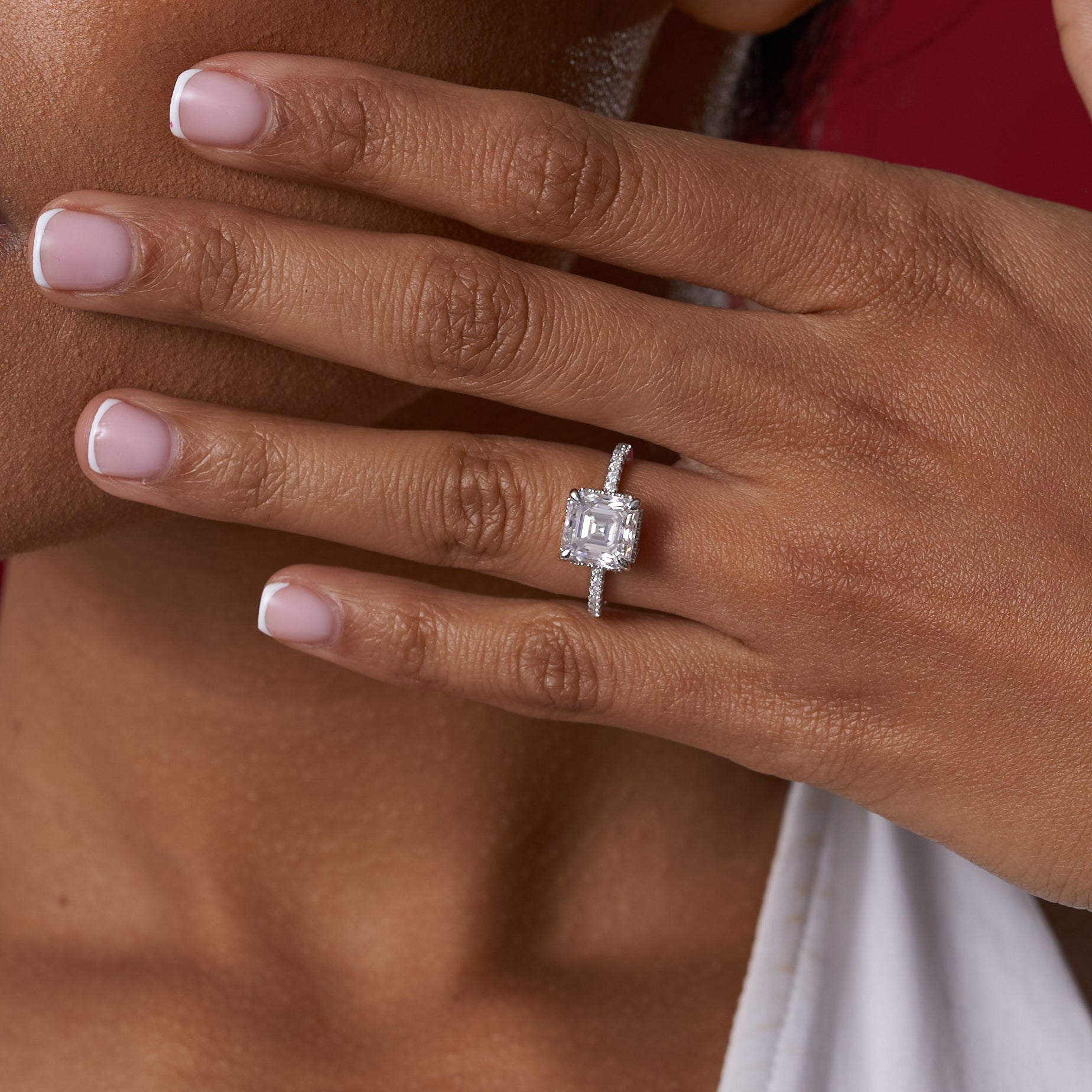Princess Cut Solitare Pavé Band Engagement Ring