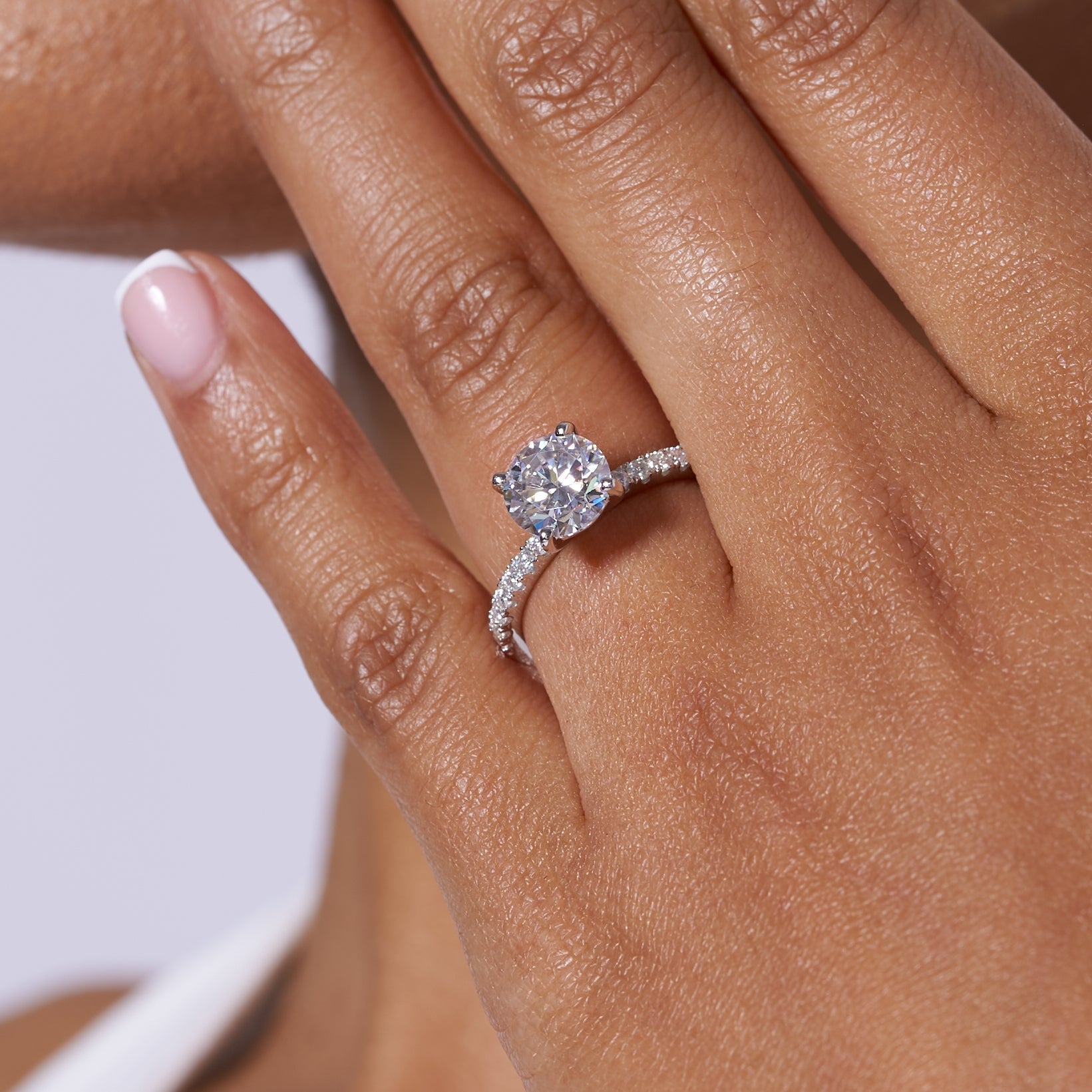Round Brilliant Cut Moissanite Engagement Ring