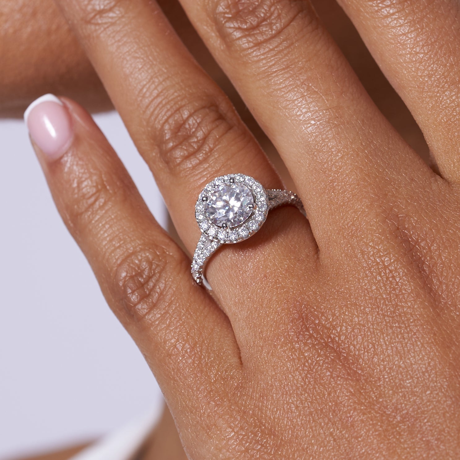 Split Prong Round Cut Moissanite Engagement Ring