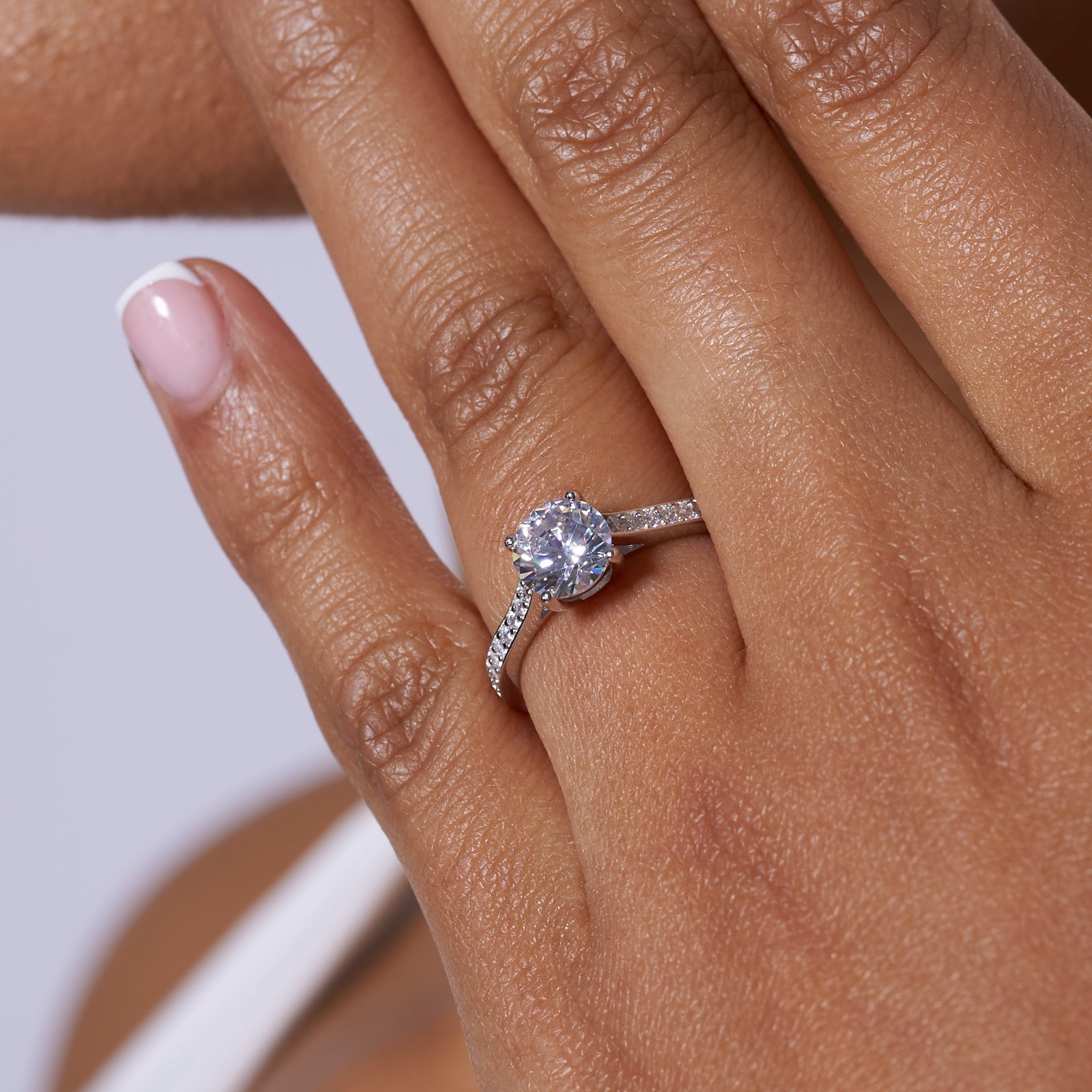 Chanel Set Round Cut Moissanite Engagement Ring