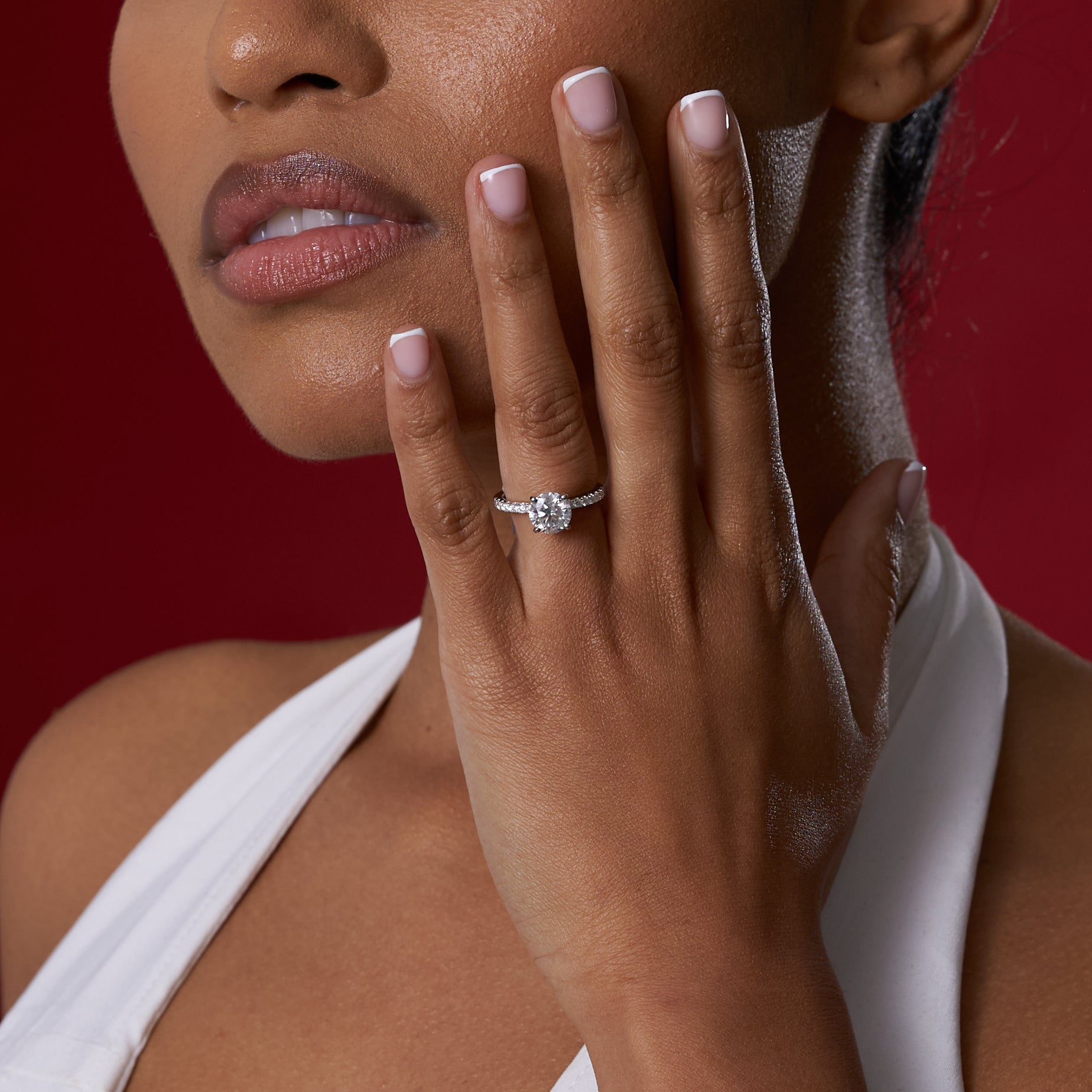Round Brilliant Cut Moissanite Engagement Ring