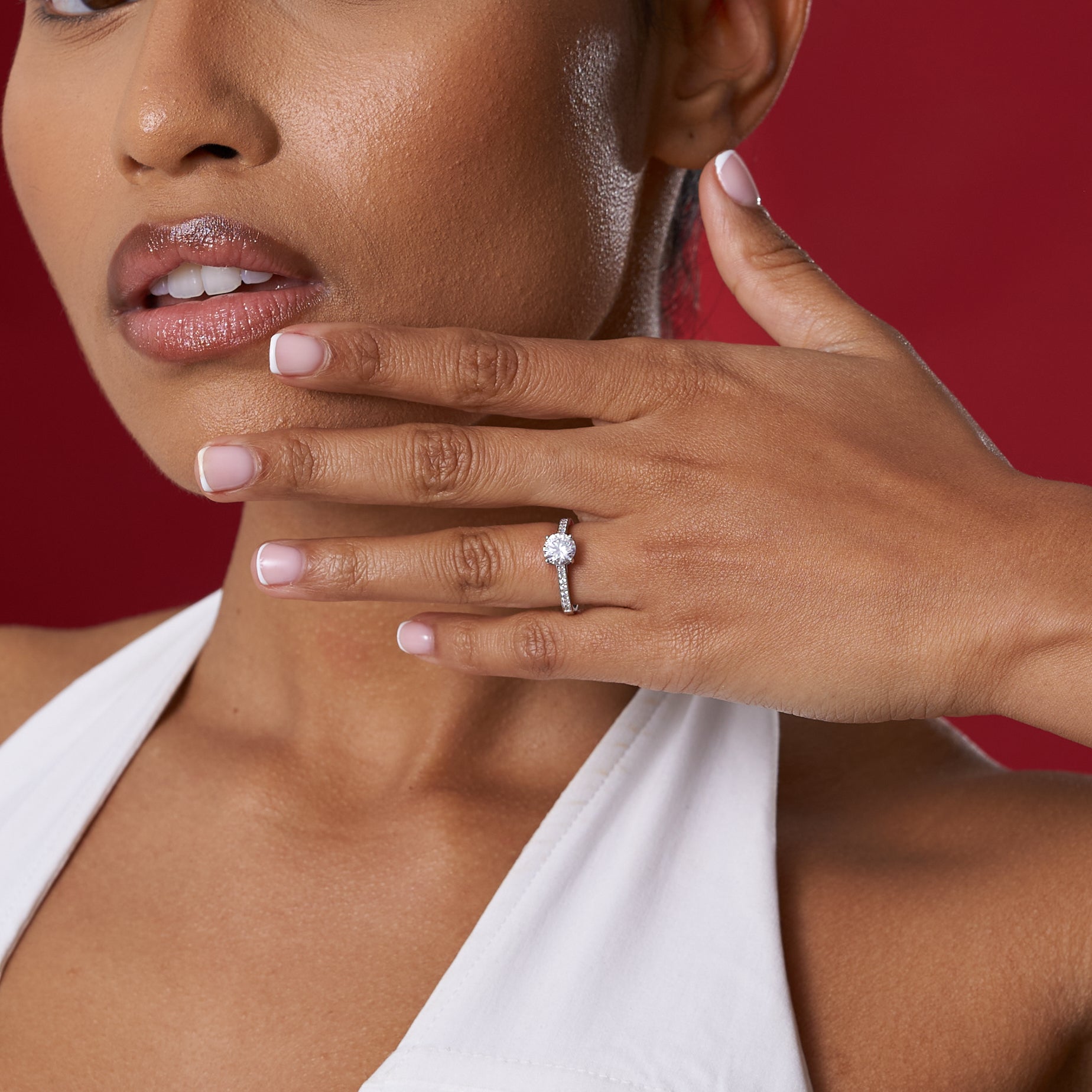 Round Brilliant Cut Moissanite Engagement Ring