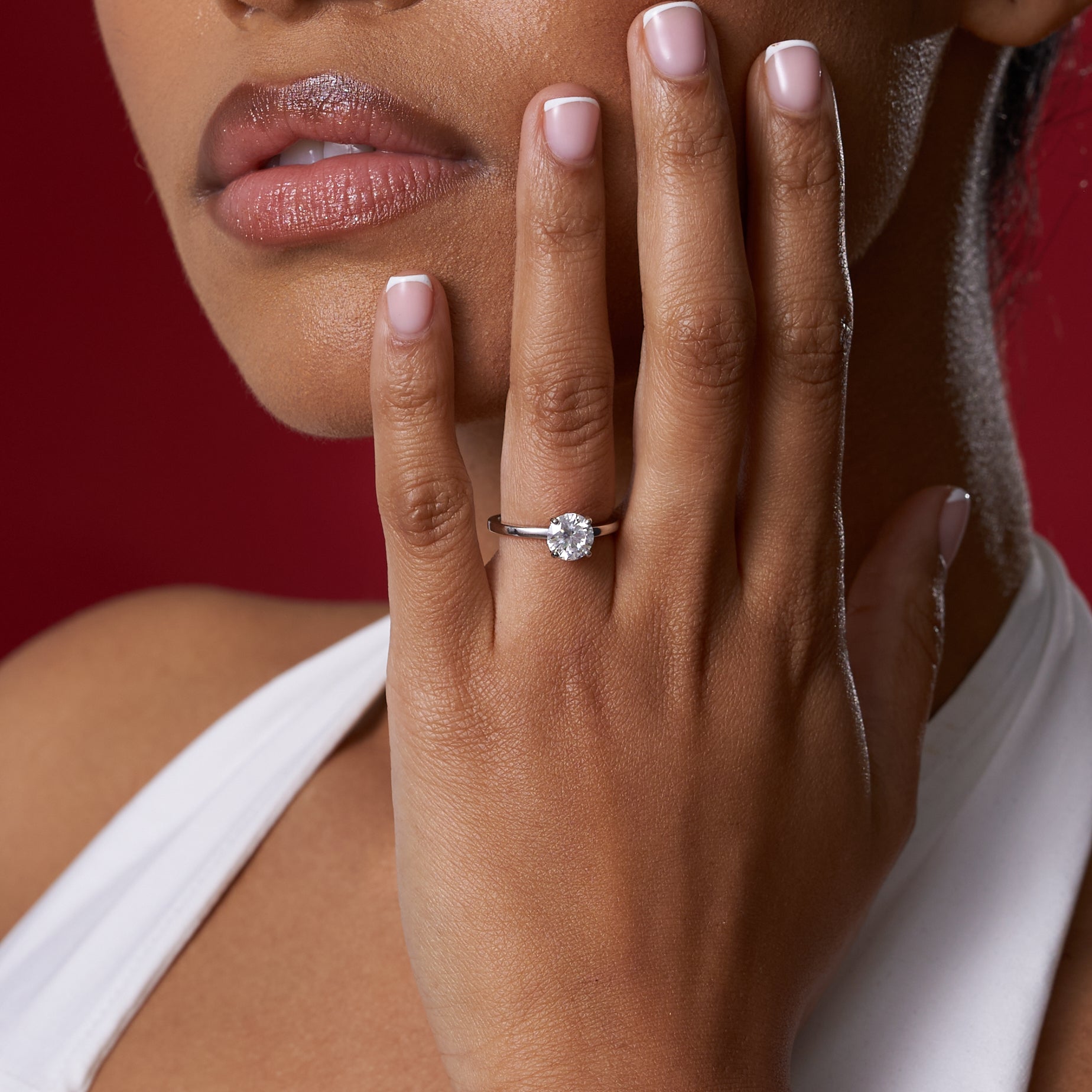 Big Round Solitare Moissanite Engagement Ring