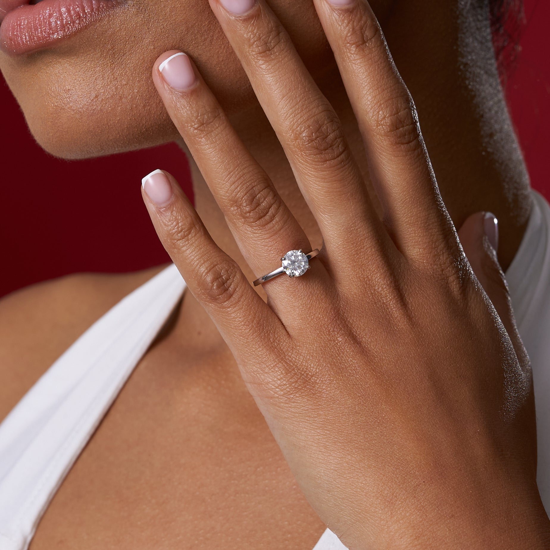 Big Round Solitare Moissanite Engagement Ring