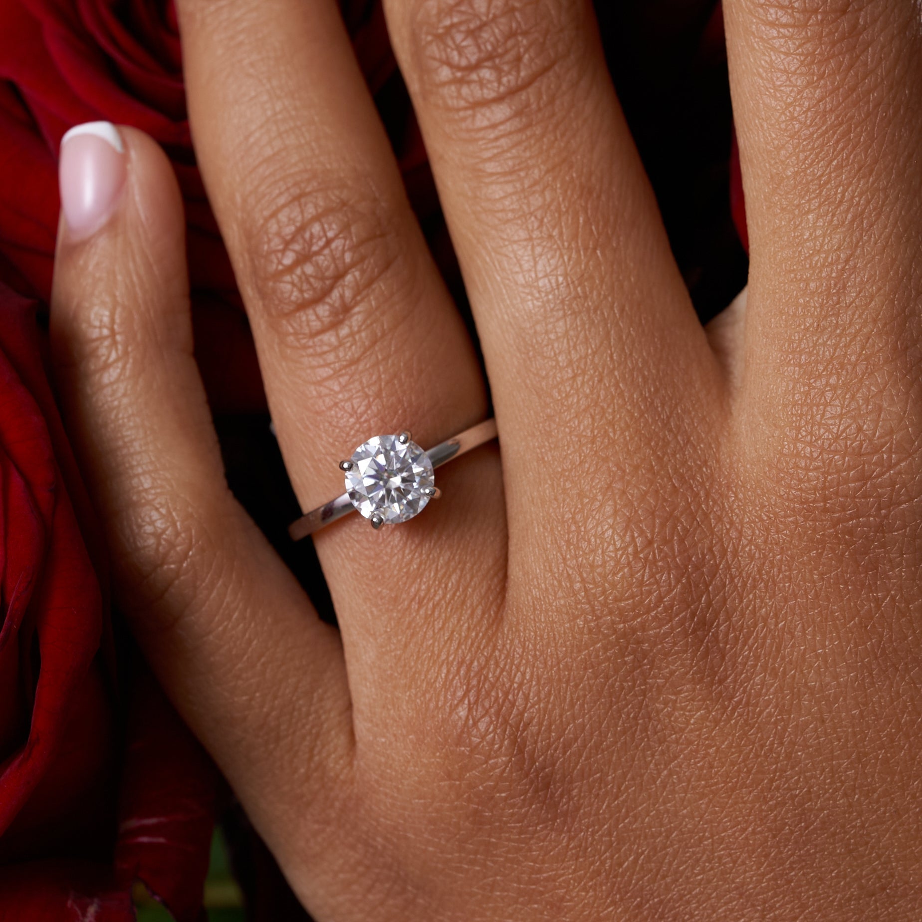 Big Round Solitare Moissanite Engagement Ring