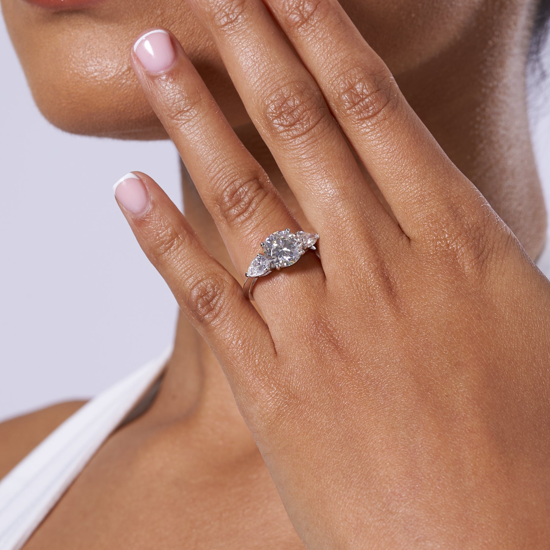 Eternal Three Stone Moissanite Engagement Ring