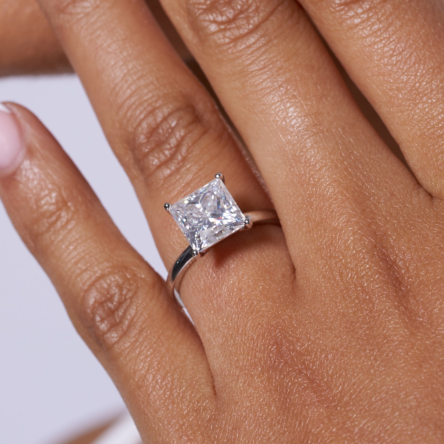 Princess Solitare Moissanite Engagement Ring