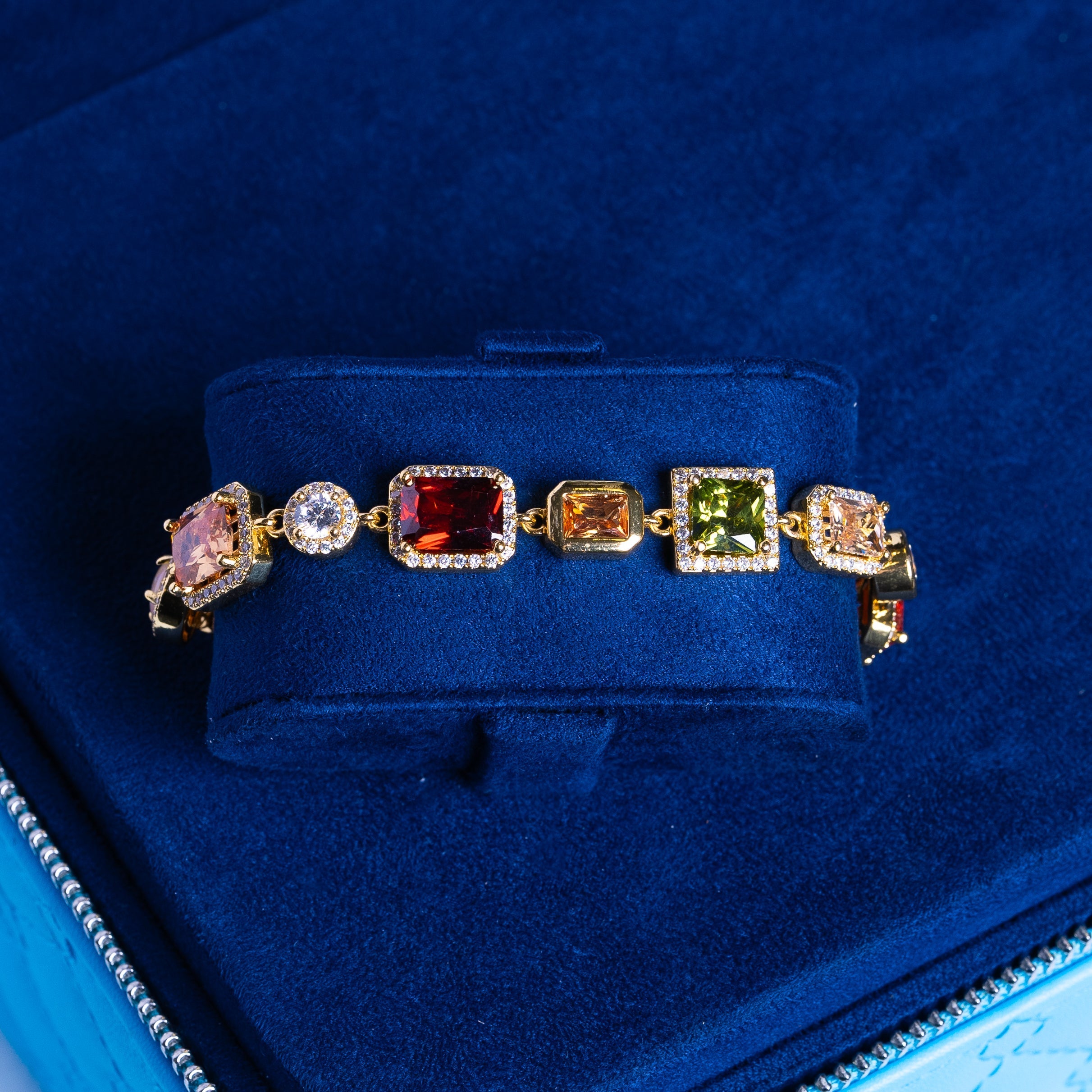 10MM Moissanite Multi Gemstone Bracelet  - 18K Vermeil - D Colour - VVS1