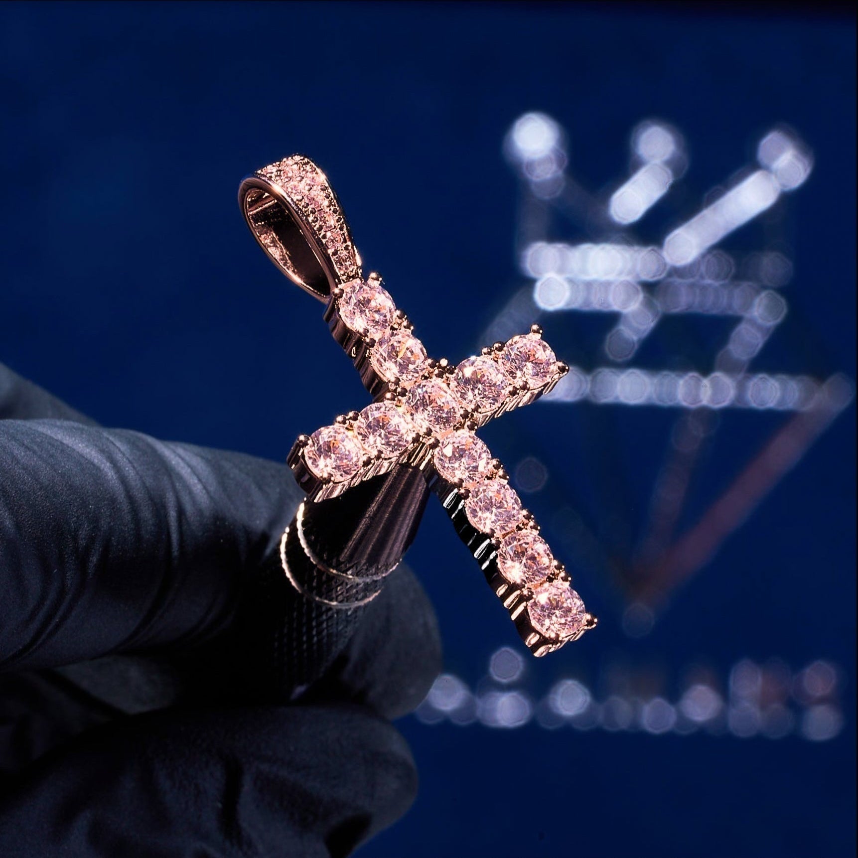Diamond Cross Pendant - Rose Gold