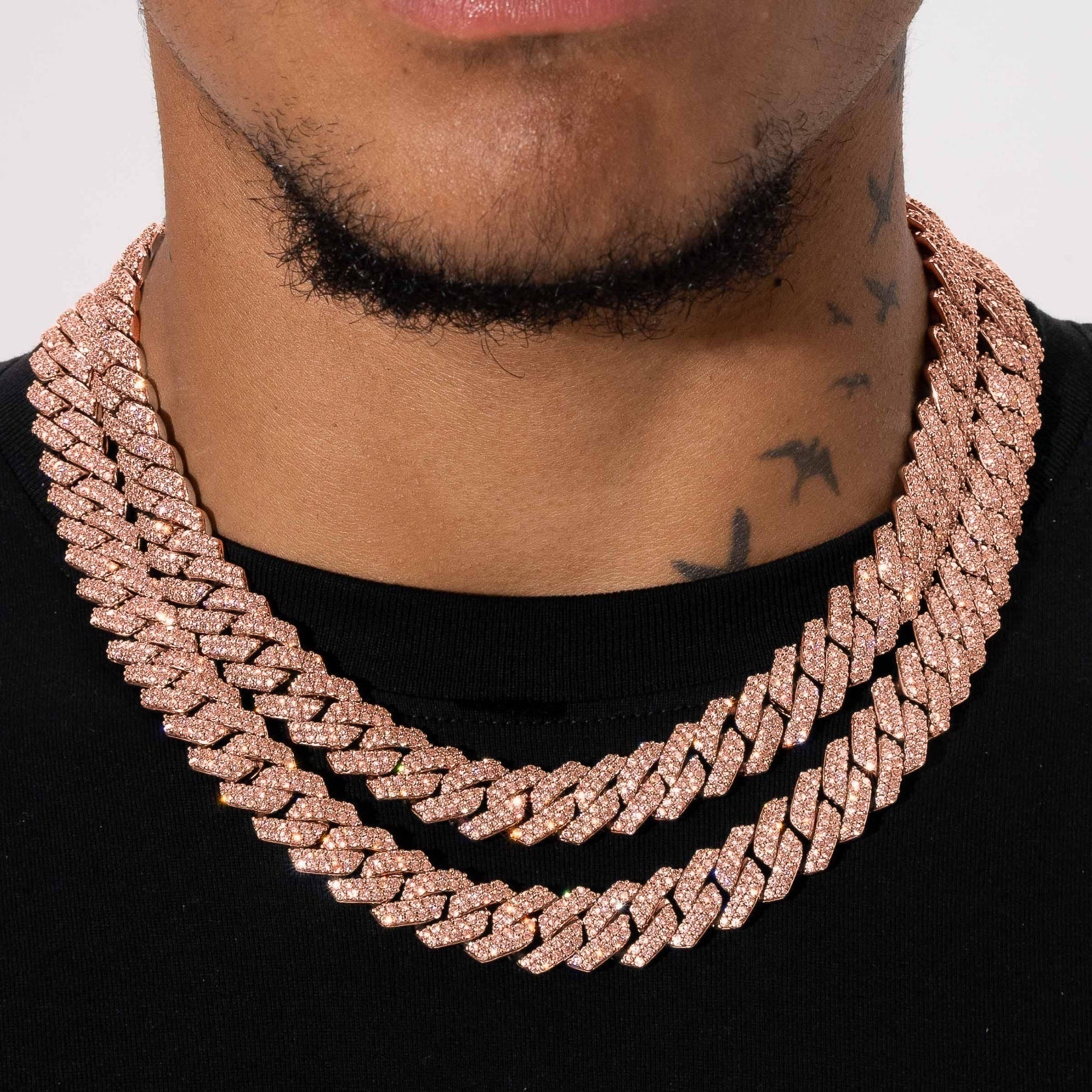 Moissanite 14mm Monaco Chain - Rose Gold - 925 Silver - D Colour - VVS1