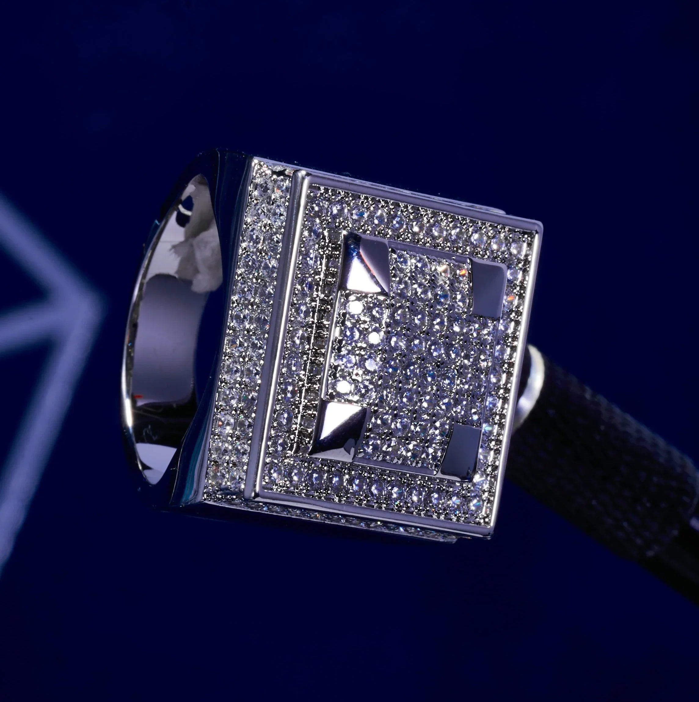 IGI Diamond Square Paved Ring - 925 Silver - D Colour - VVS1