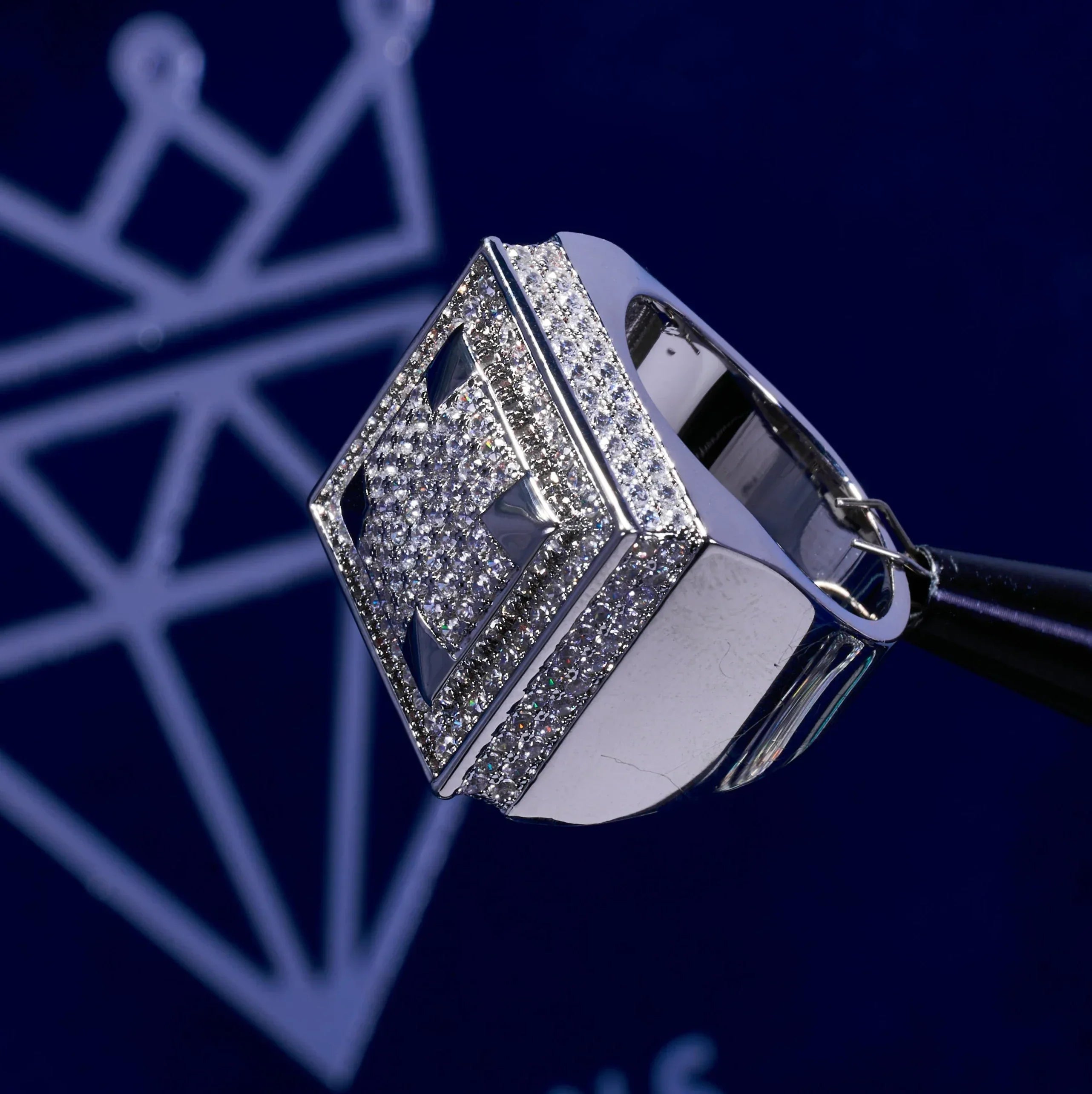 IGI Diamond Square Paved Ring - 925 Silver - D Colour - VVS1