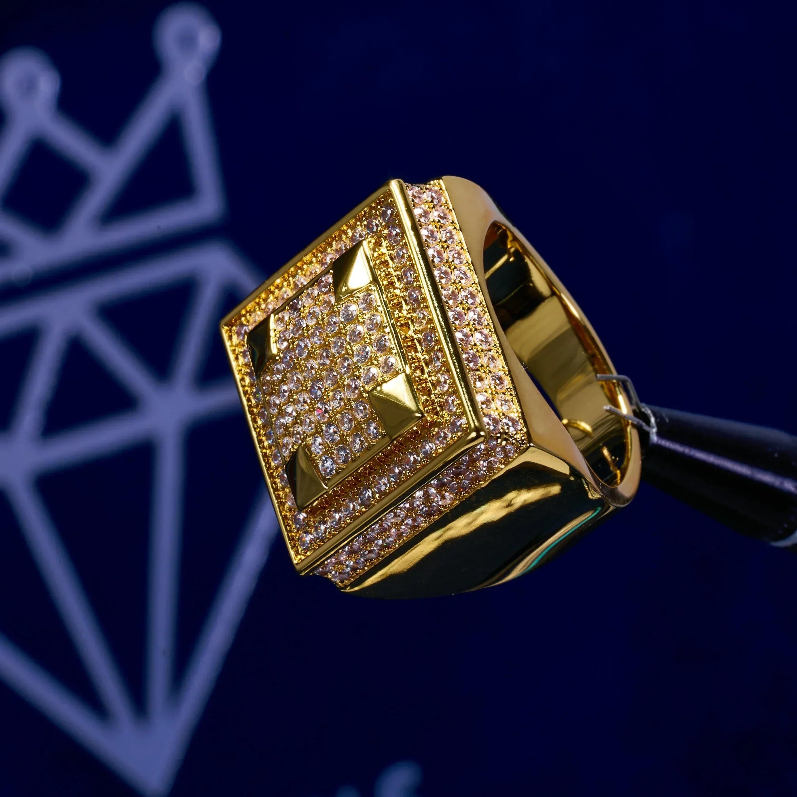 Lab Diamond Square Paved Ring - 18K Vermeil - D Colour - VVS1
