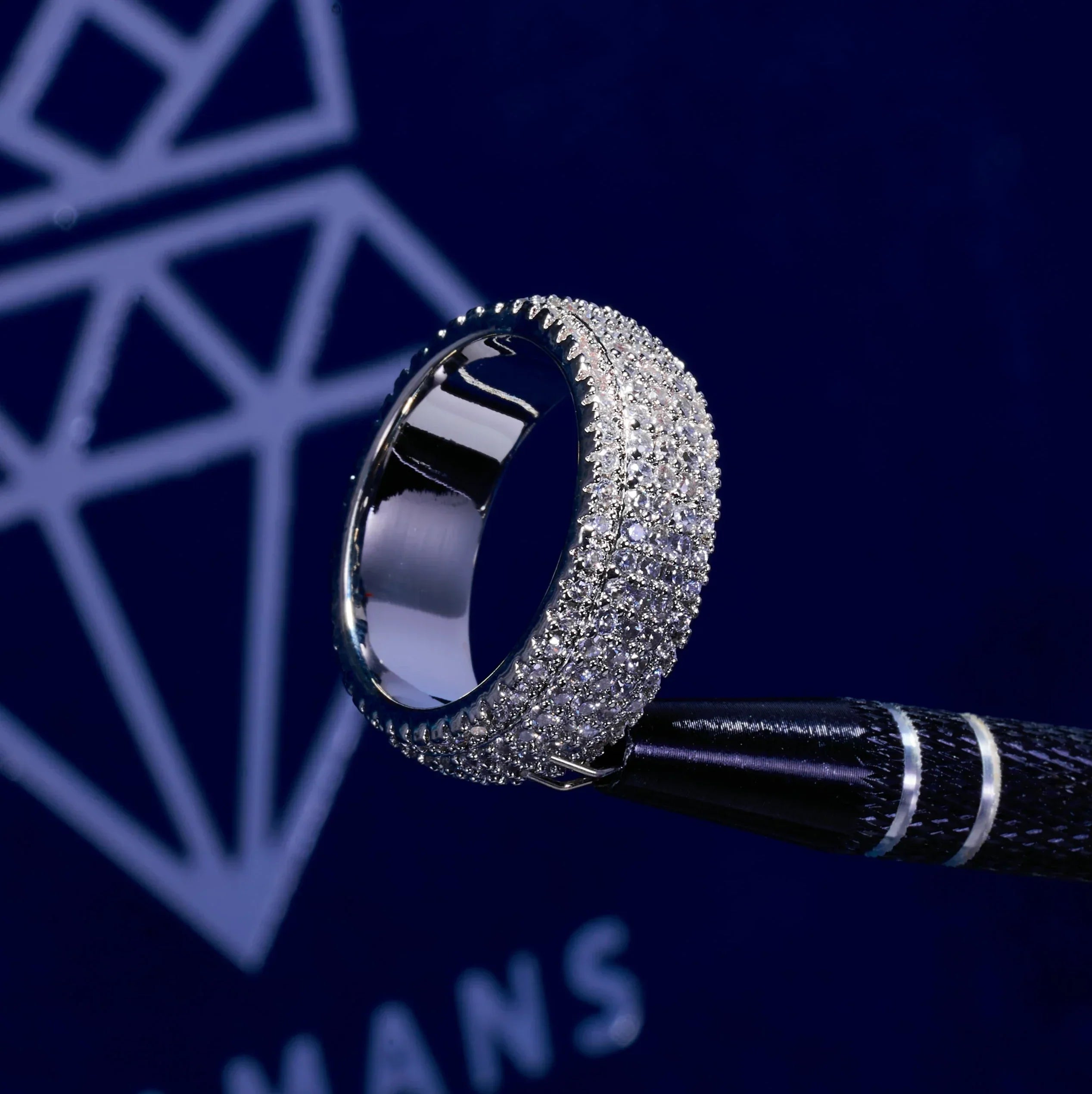 IGI Diamond 5 Row Paved Ring - 925 Silver - D Colour - VVS1