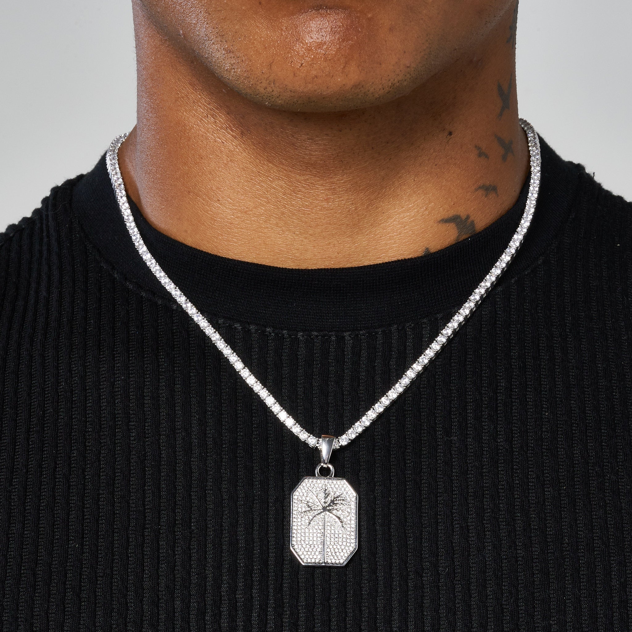 PALM TREE PENDANT - WHITE GOLD