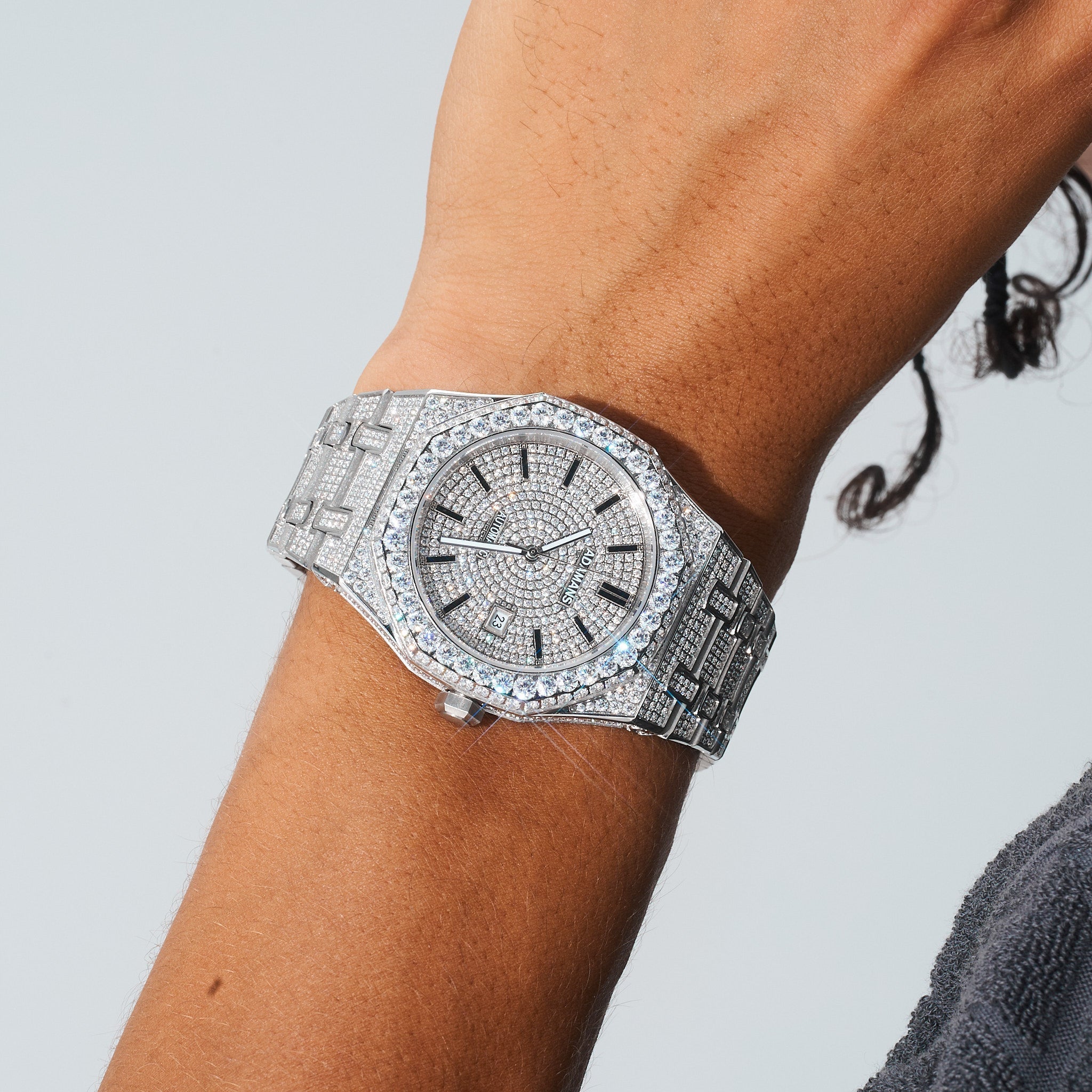 44m Paved VVS Moissanite Diamond Watch - White Gold