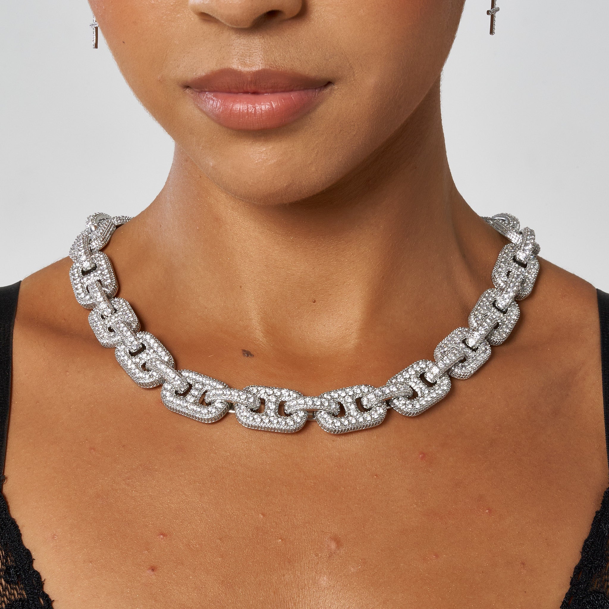 17mm G-Link Diamond Chain - White Gold