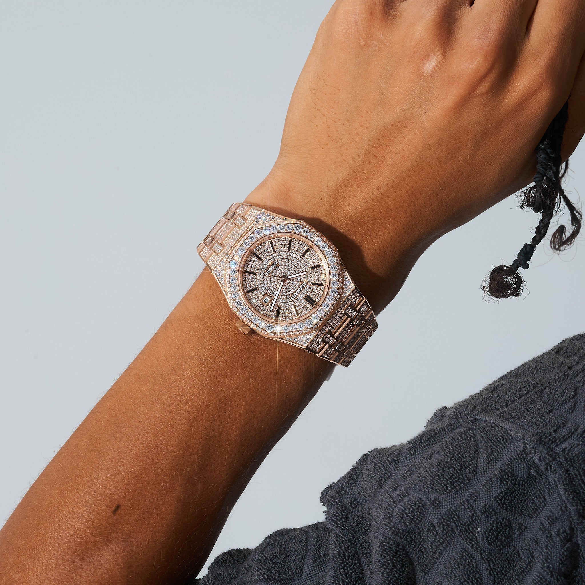 44m Paved VVS Moissanite Diamond Watch - Rose Gold