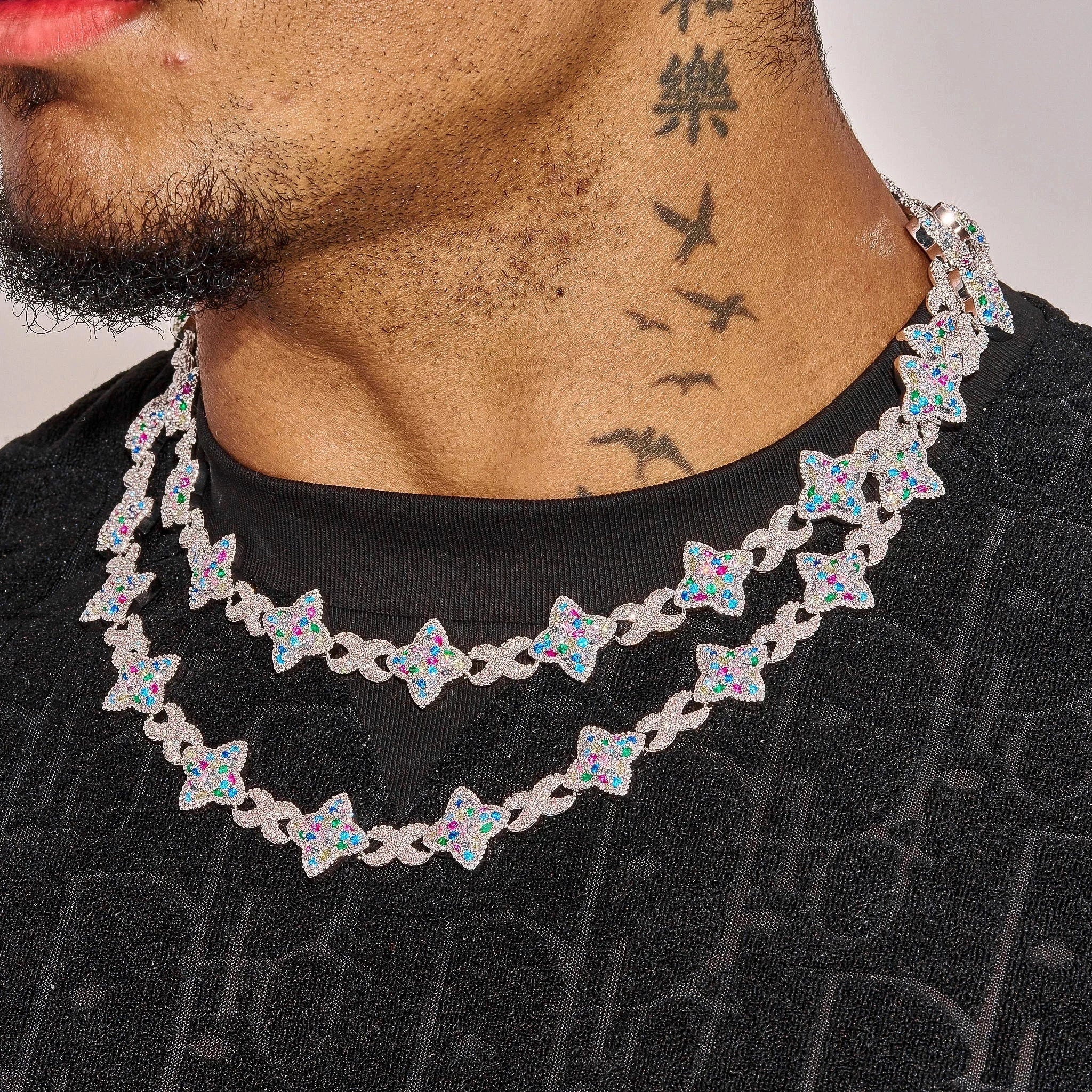 Moissanite Multicolor Star Infinity Chain - 925 Silver - D Colour - VVS1