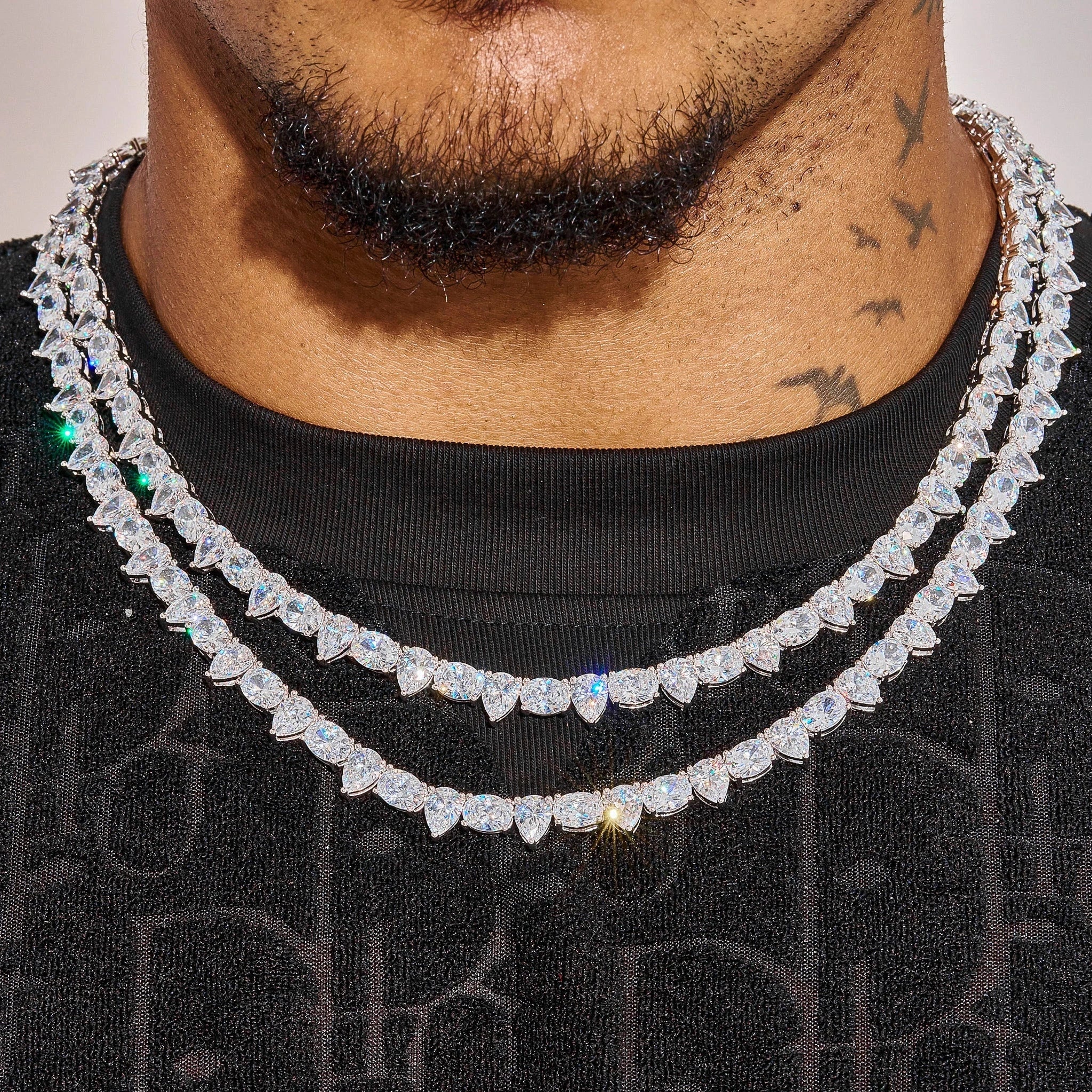 Moissanite Opal and Pear Tennis Chain - 925 Silver - D Colour - VVS1