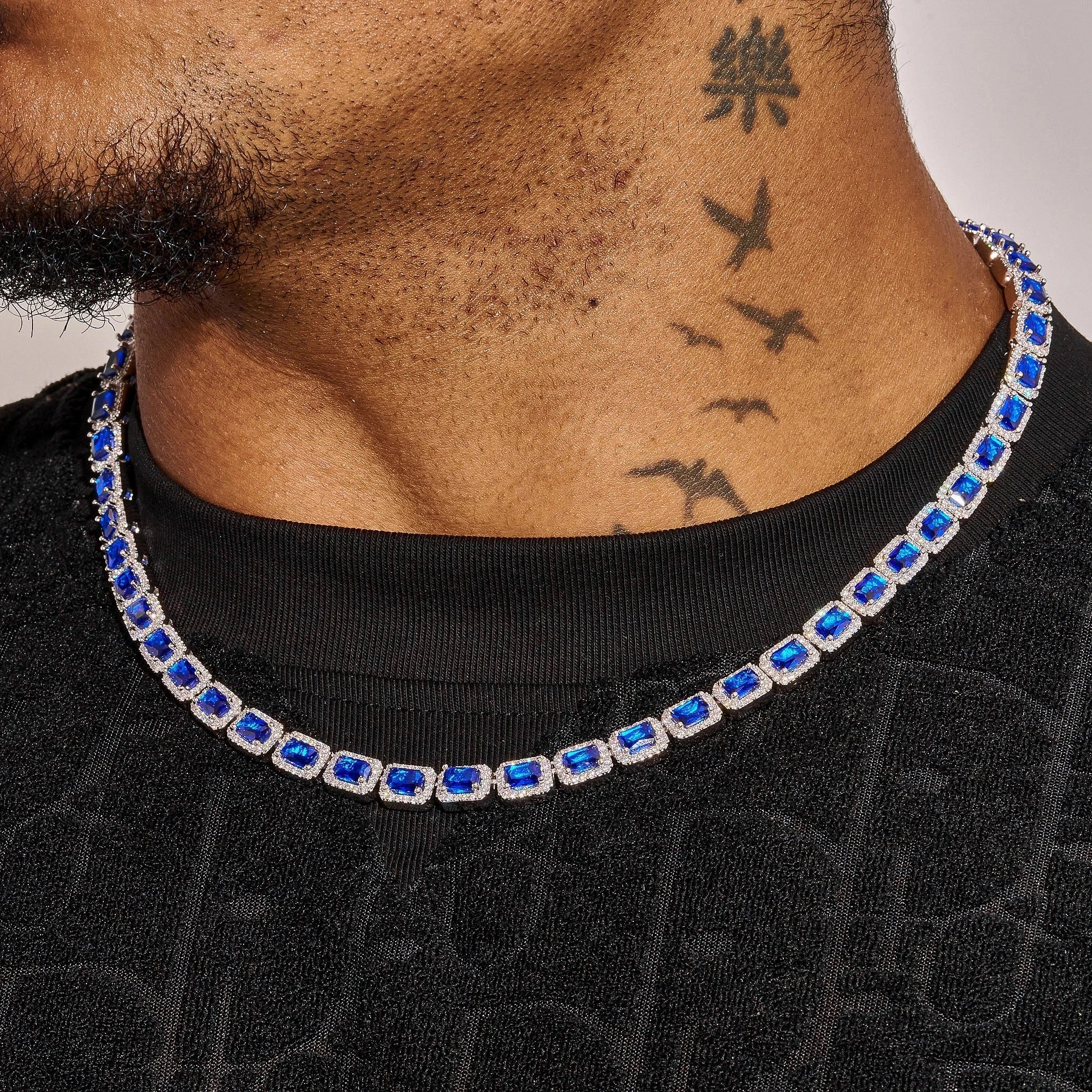 Moissanite Sapphire Cushion Cut Tennis Chain - 925 Silver - D Colour - VVS1