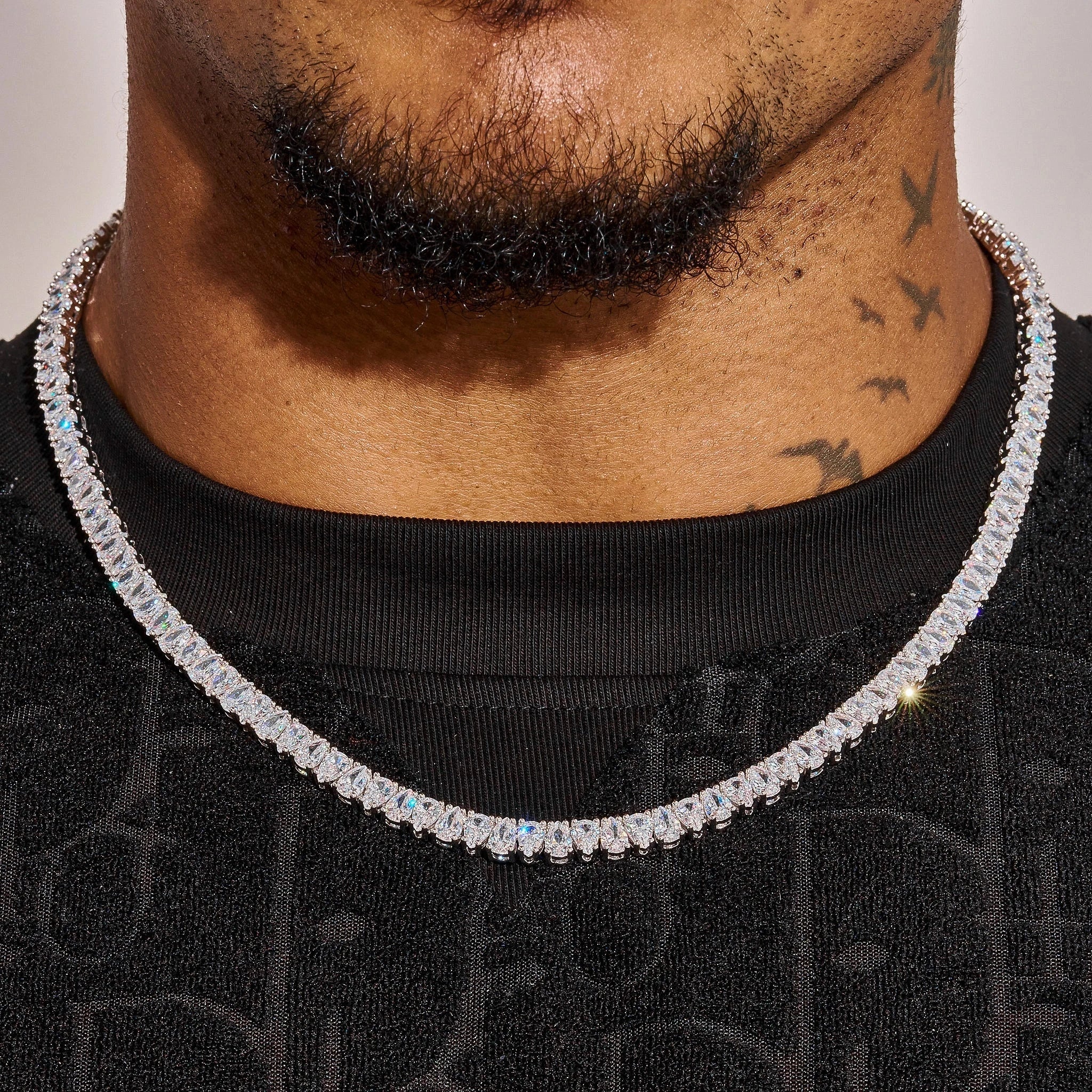 6MM Pear Cut Tennis Chain - White Gold